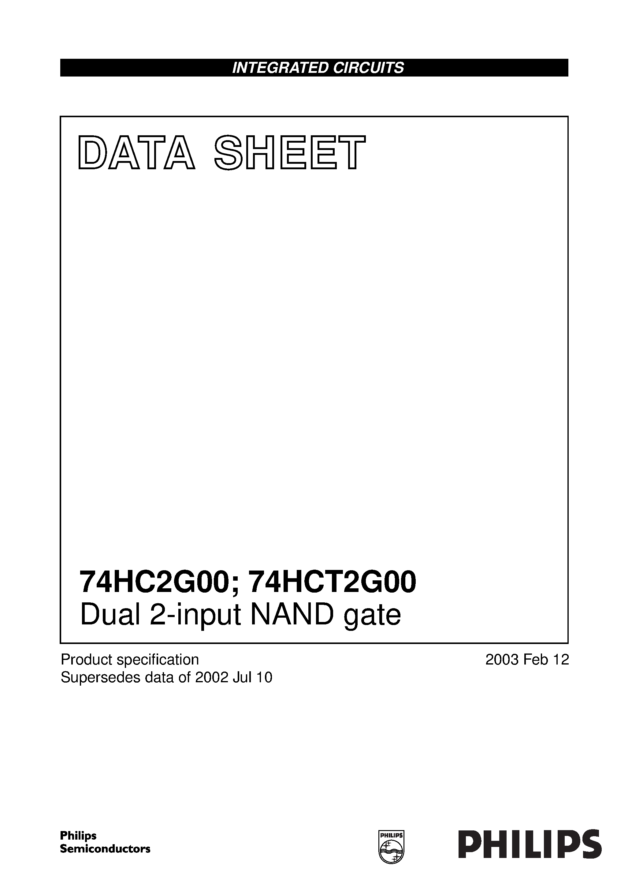 Даташит 74HCT2G00DC - Dual 2-input NAND gate страница 1