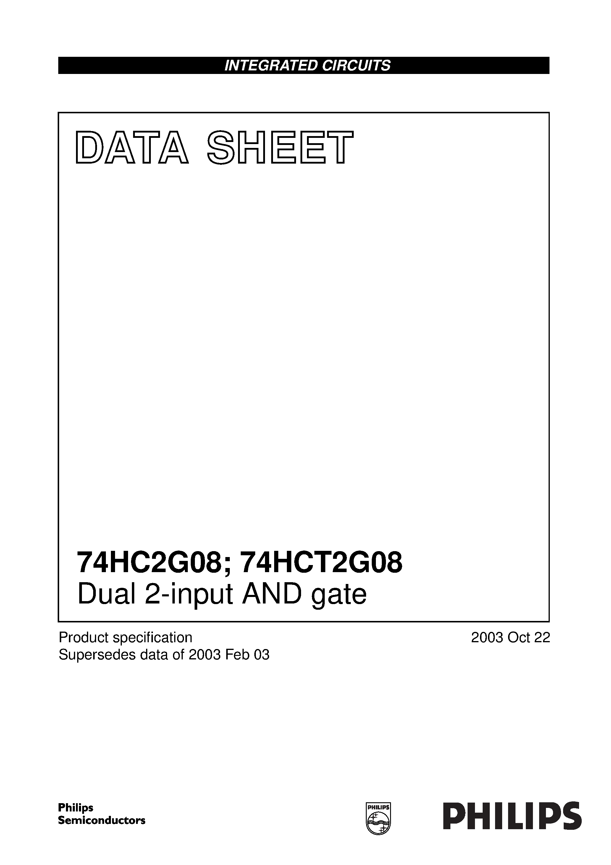 Datasheet 74HCT2G08 - Dual 2-input AND gate page 1