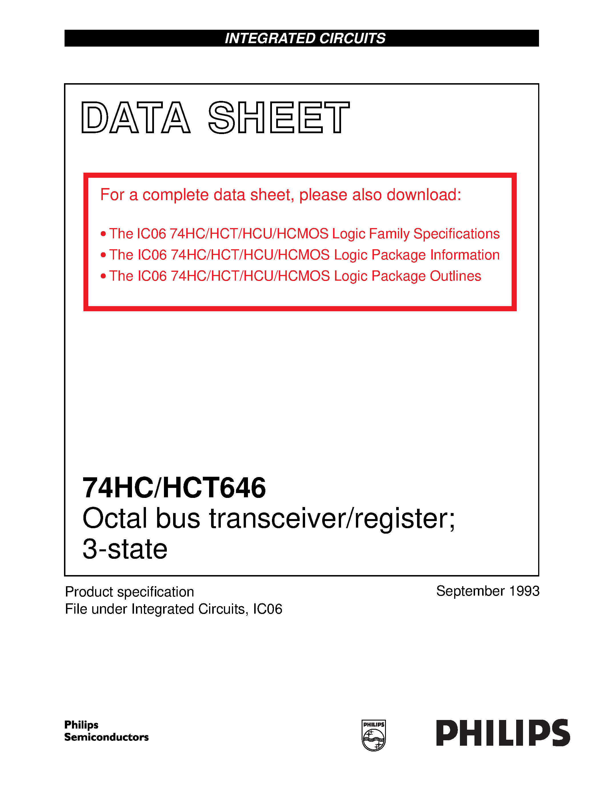 Даташит 74HCT646 - Octal bus transceiver/register; 3-state страница 1