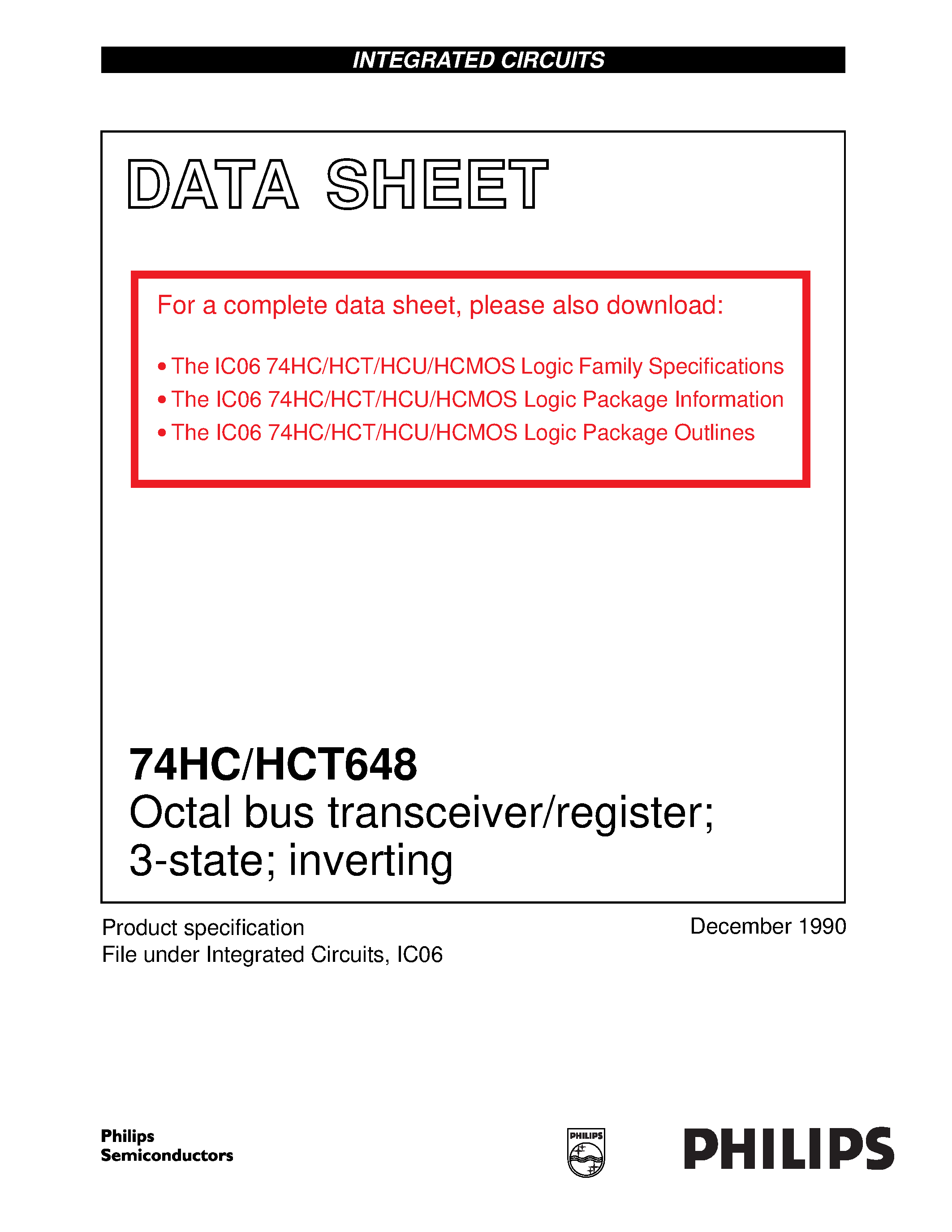 Даташит 74HCT648 - Octal bus transceiver/register; 3-state; inverting страница 1
