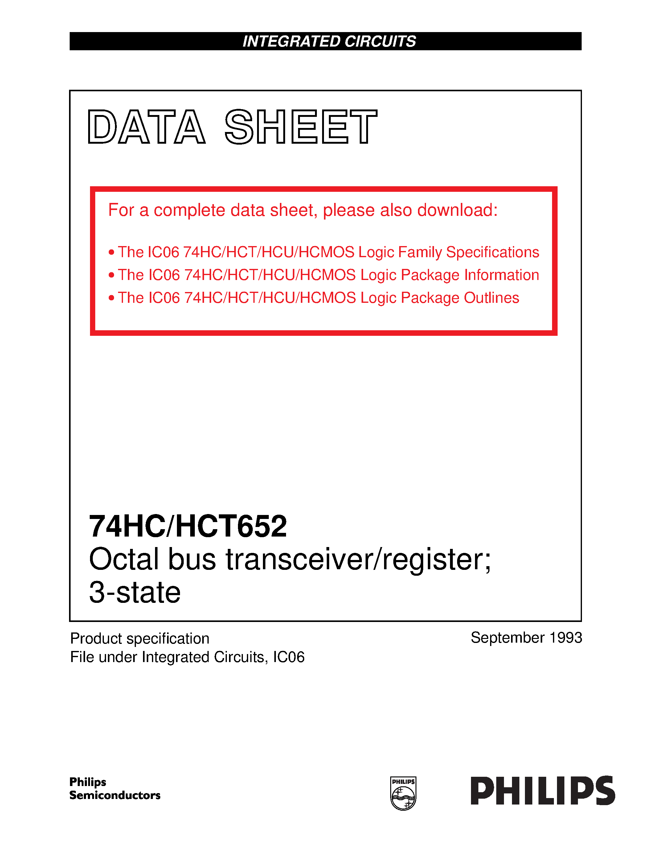 Даташит 74HCT652 - Octal bus transceiver/register; 3-state страница 1