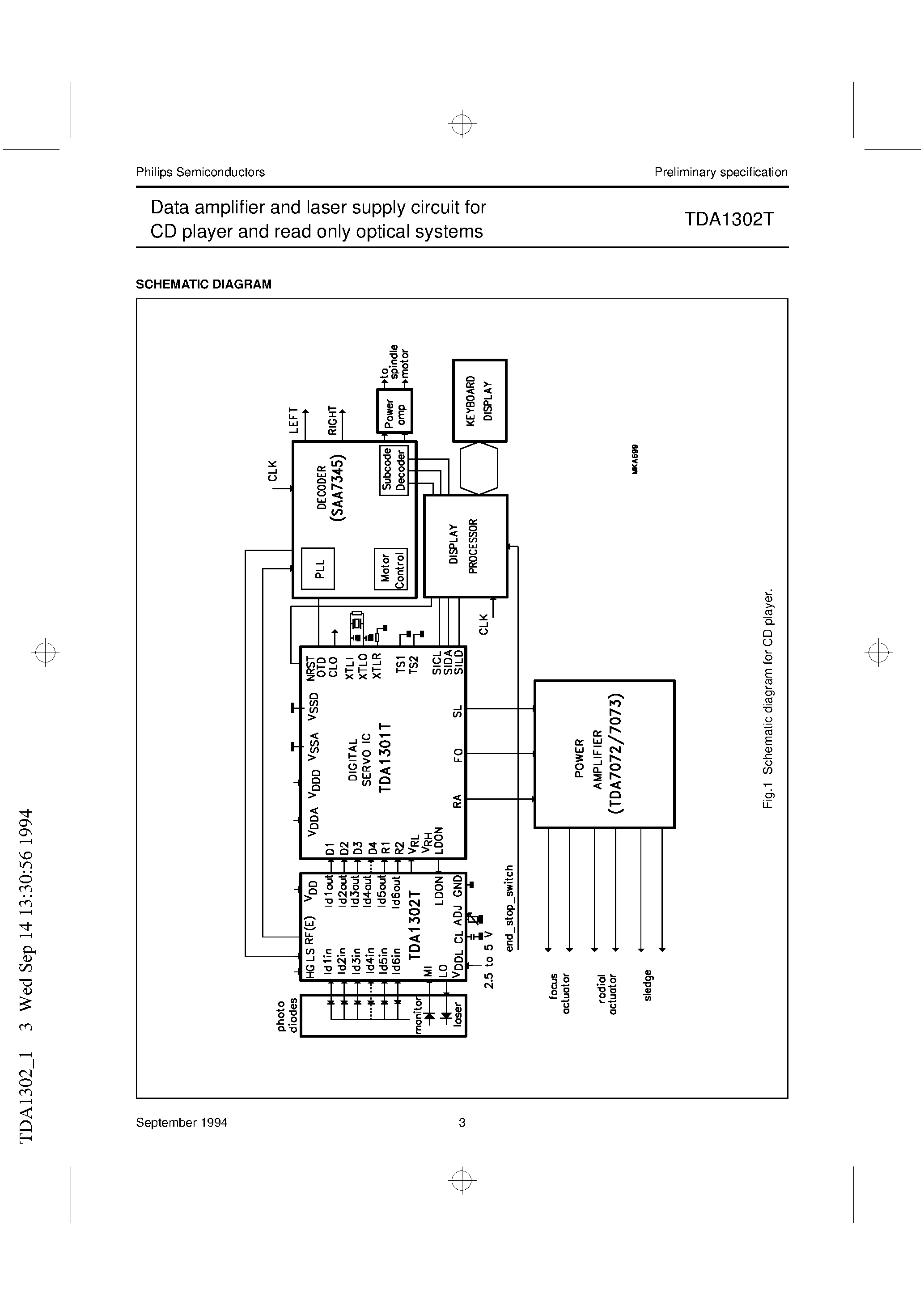 Datasheet TDA1302T - Data amplifier and laser supply circuit for CD player and read only optical systems page 2