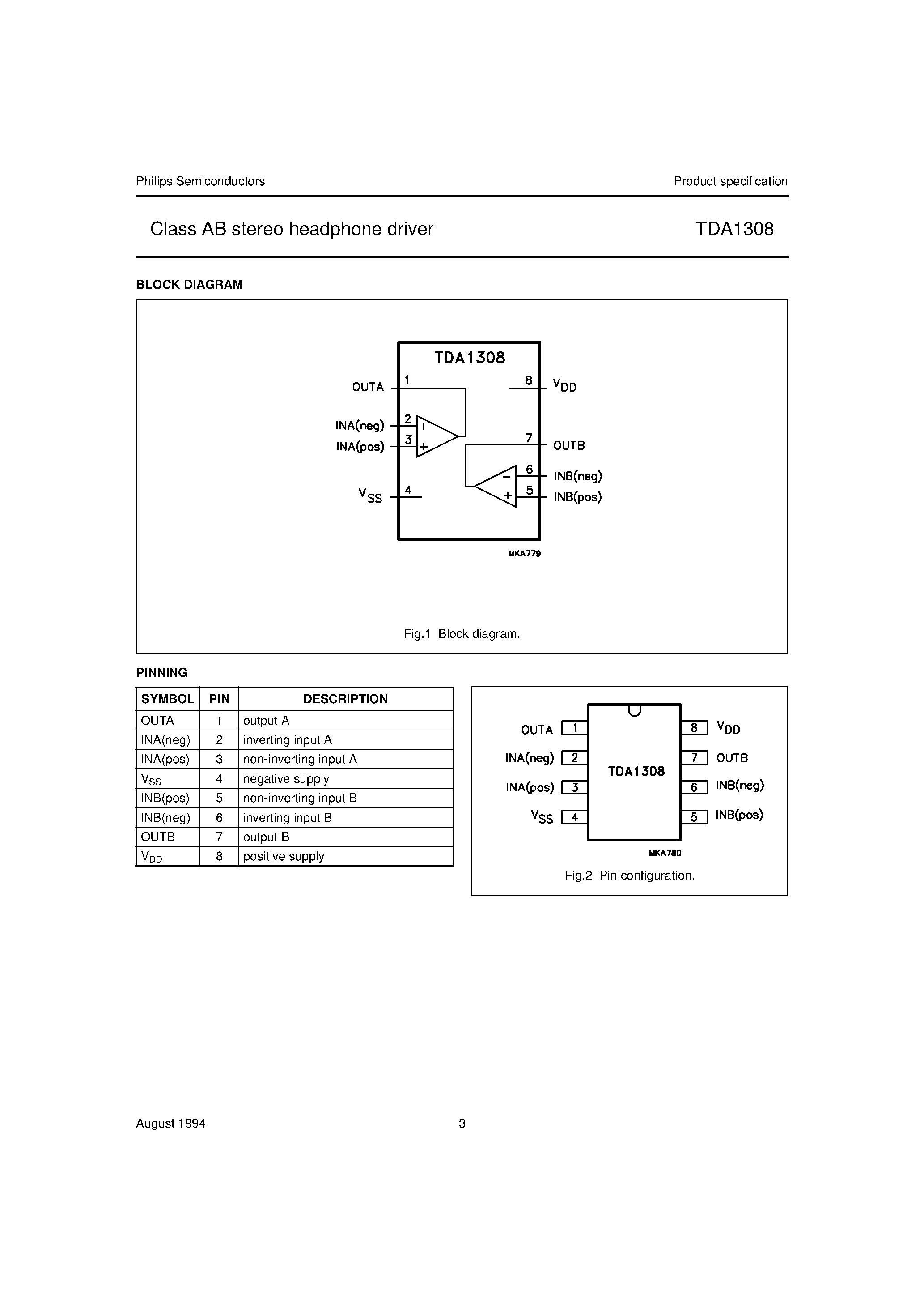 Datasheet TDA1308 - Class AB stereo headphone driver page 2