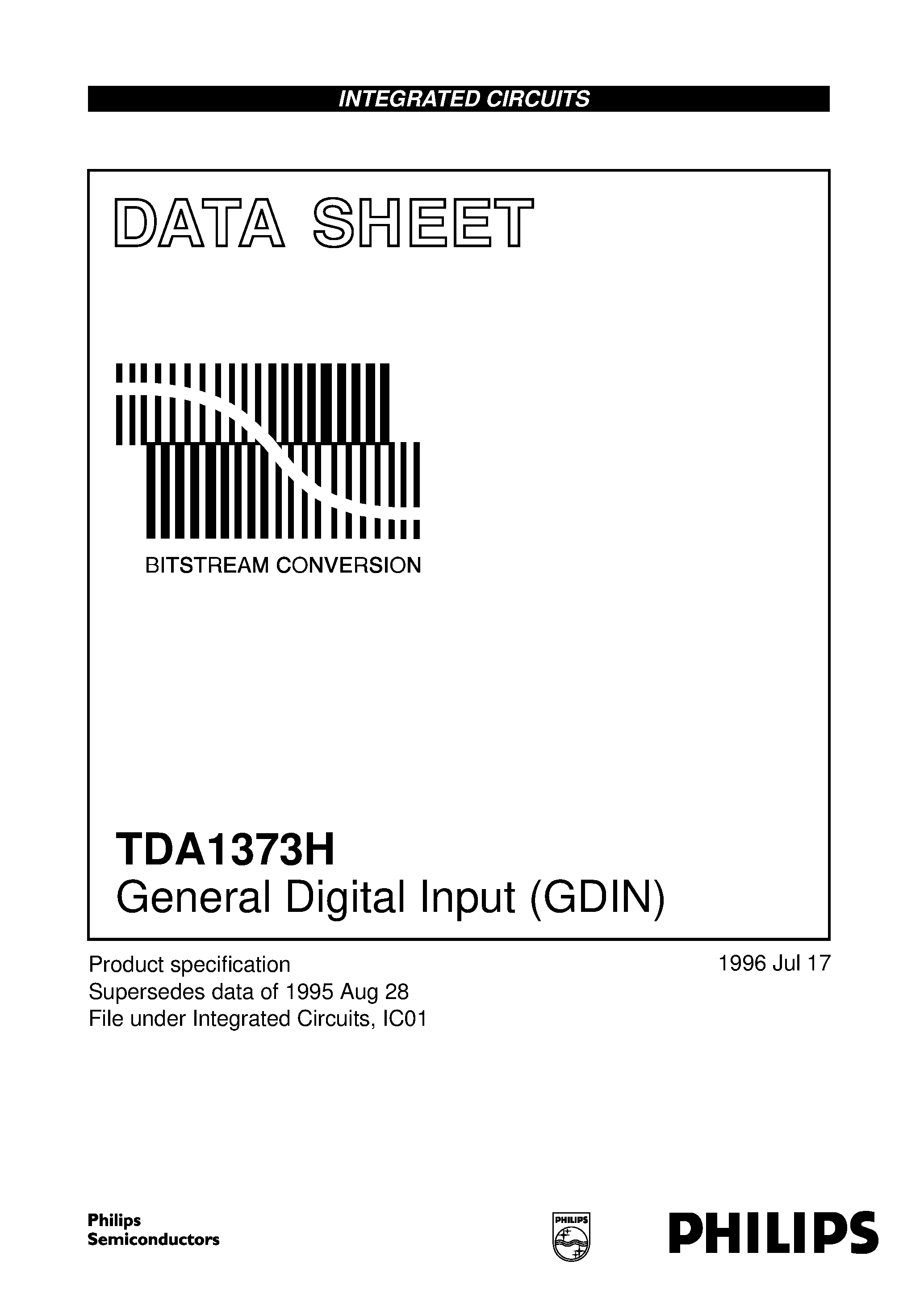 Datasheet TDA1373H - General Digital Input GDIN page 1