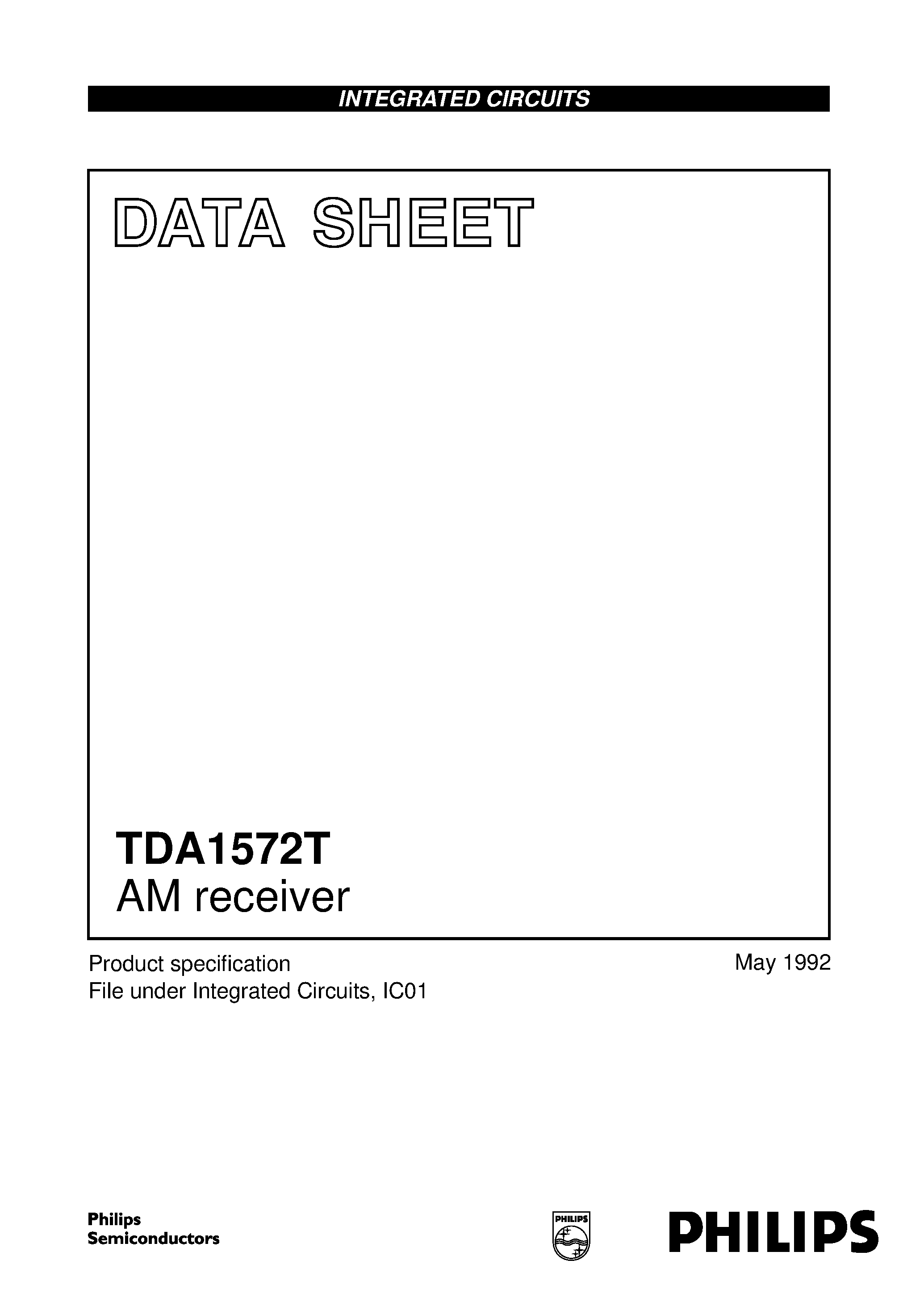 Datasheet TDA1572T - AM receiver page 1