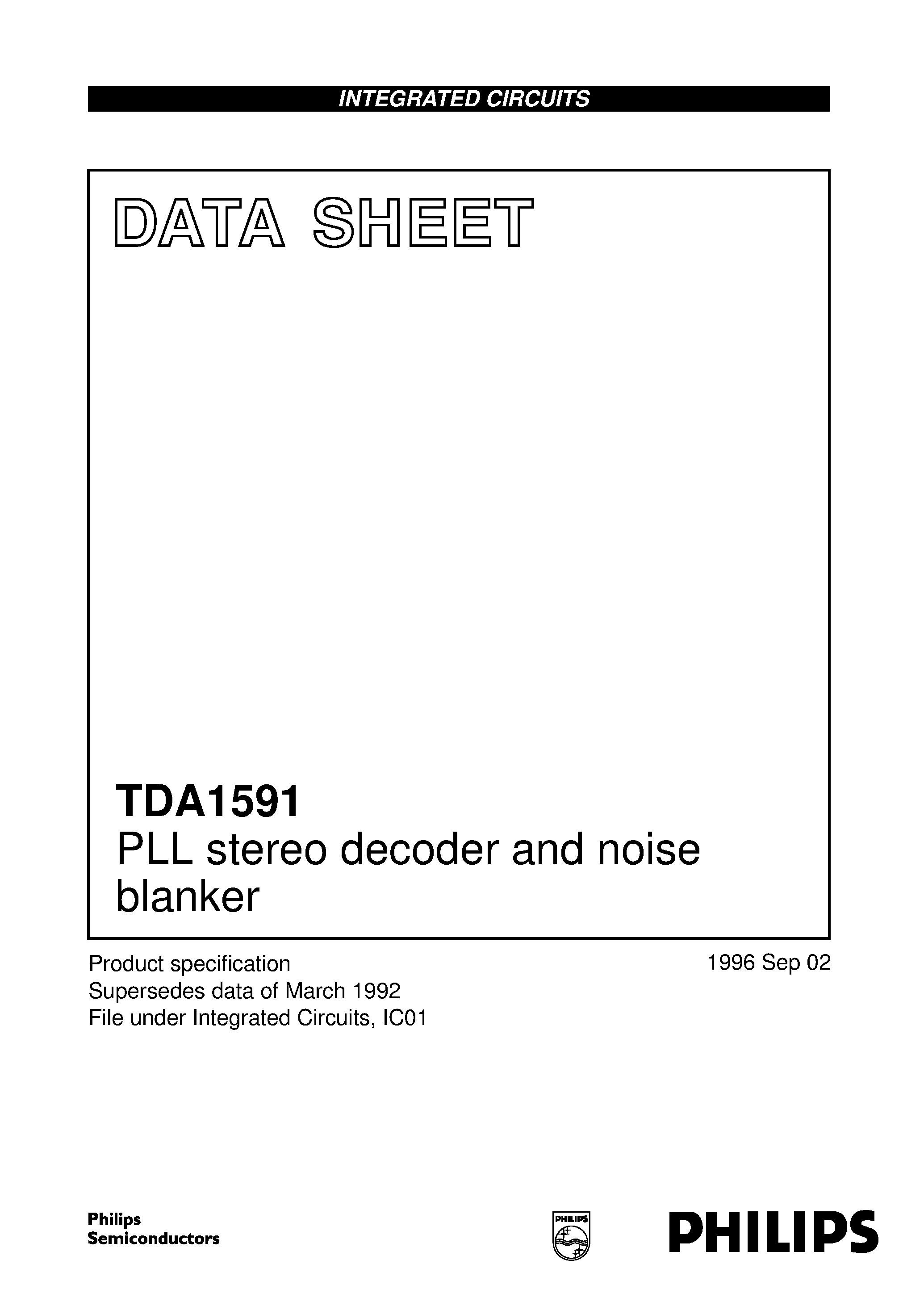 Datasheet TDA1591 - PLL stereo decoder and noise blanker page 1