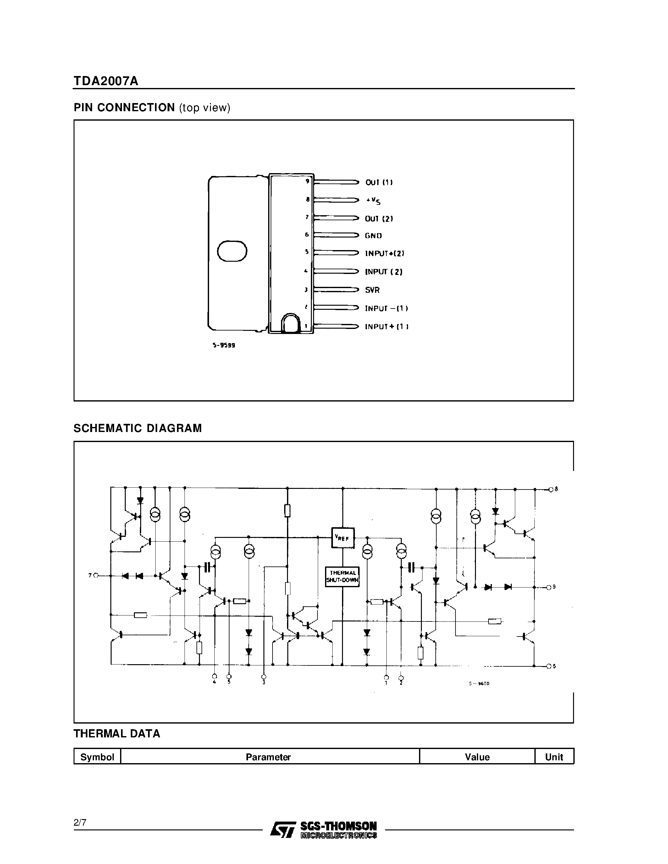 Даташит TDA2007 - 6 + 6W STEREO AMPLIFIER страница 2