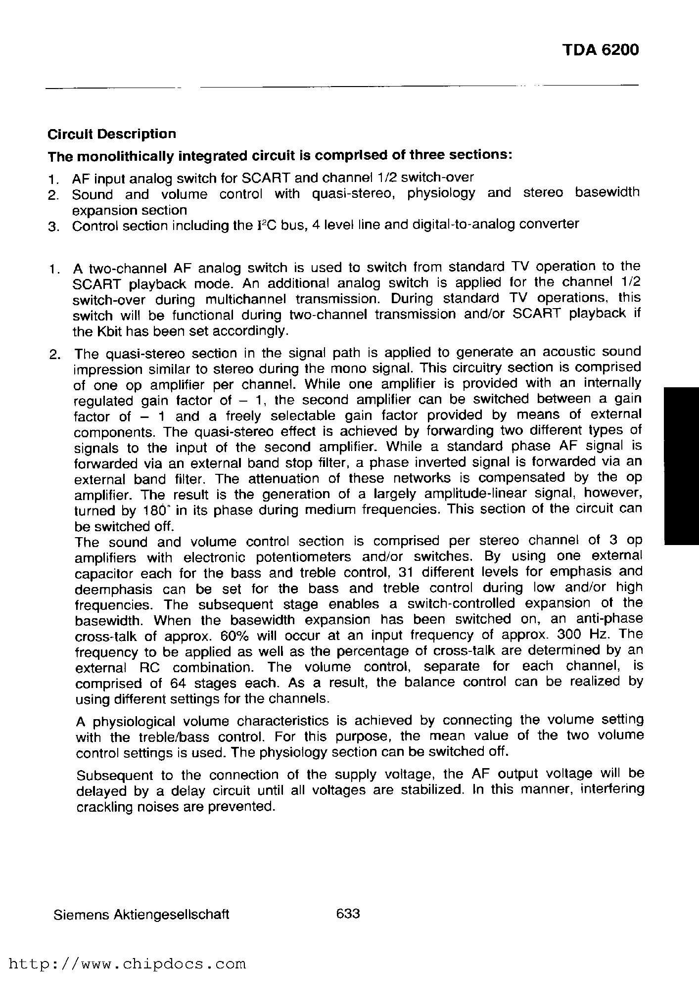Даташит TDA6200 - TV Stereo Tone Control IC with Quasi-Stereo Section/ <br> Channel 1/2 Switch/ SCART Input/ and I2C Bus Control страница 2