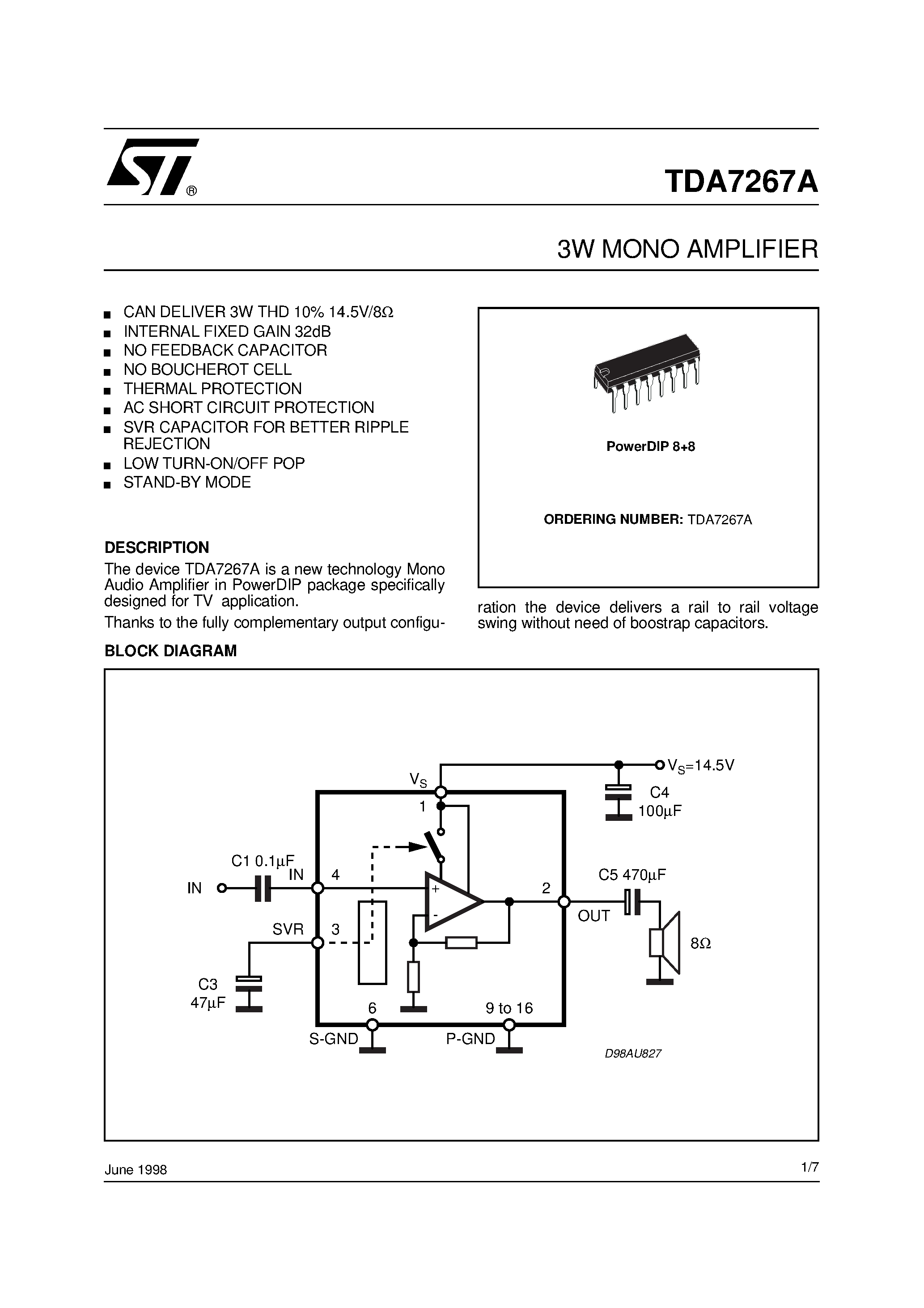 Tda7267a схема включения