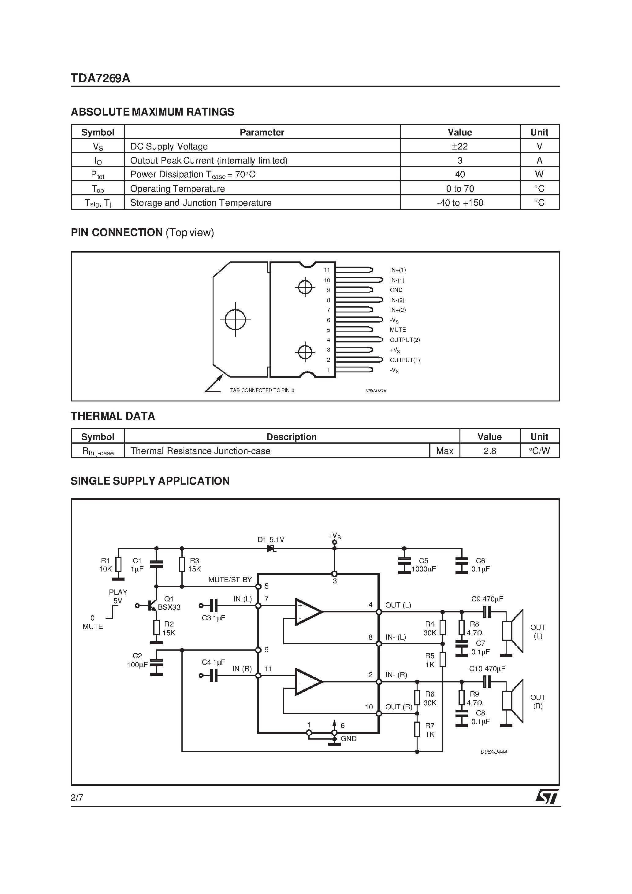 Tda7269a схема усилителя