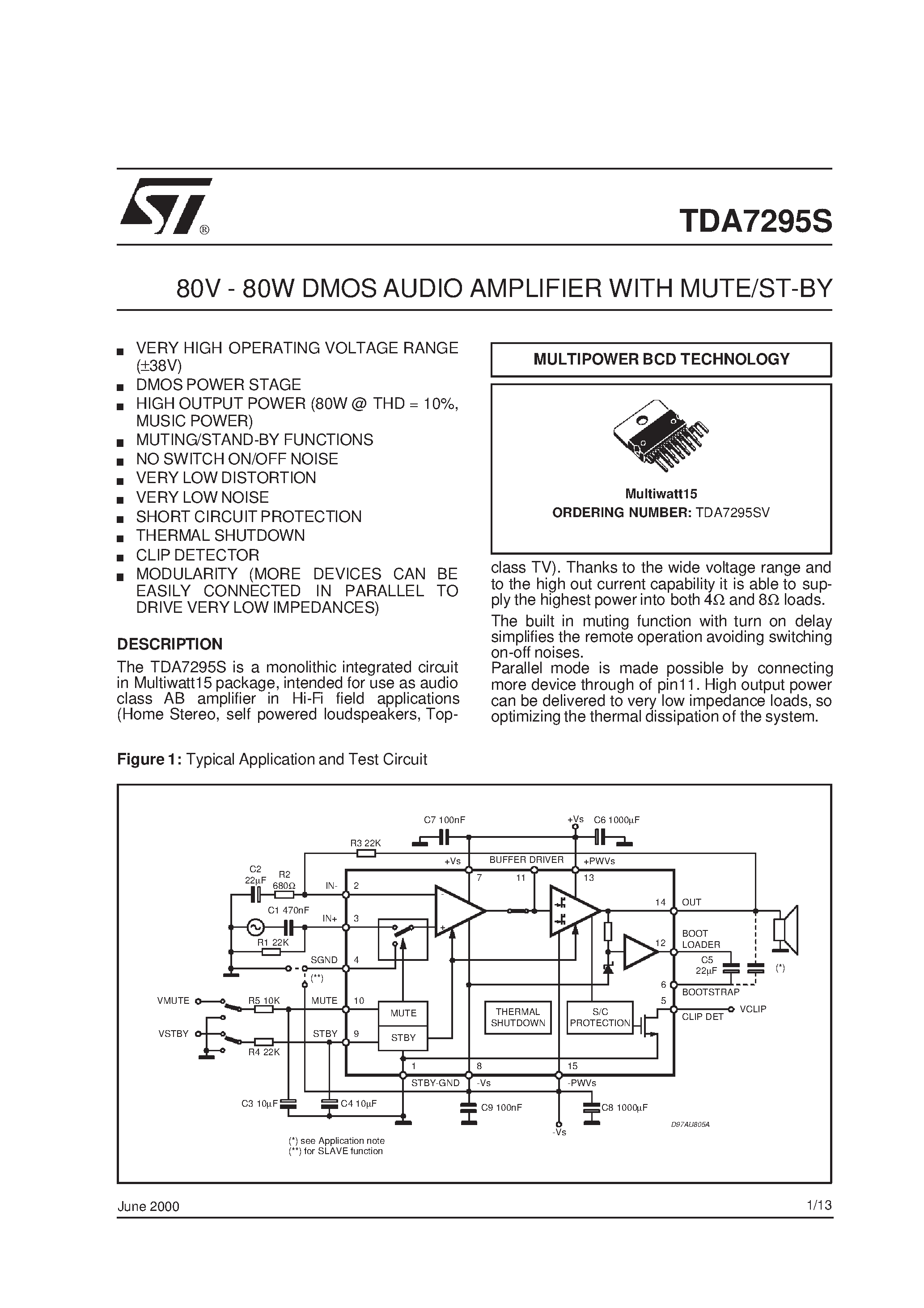 Tda7295s схема включения