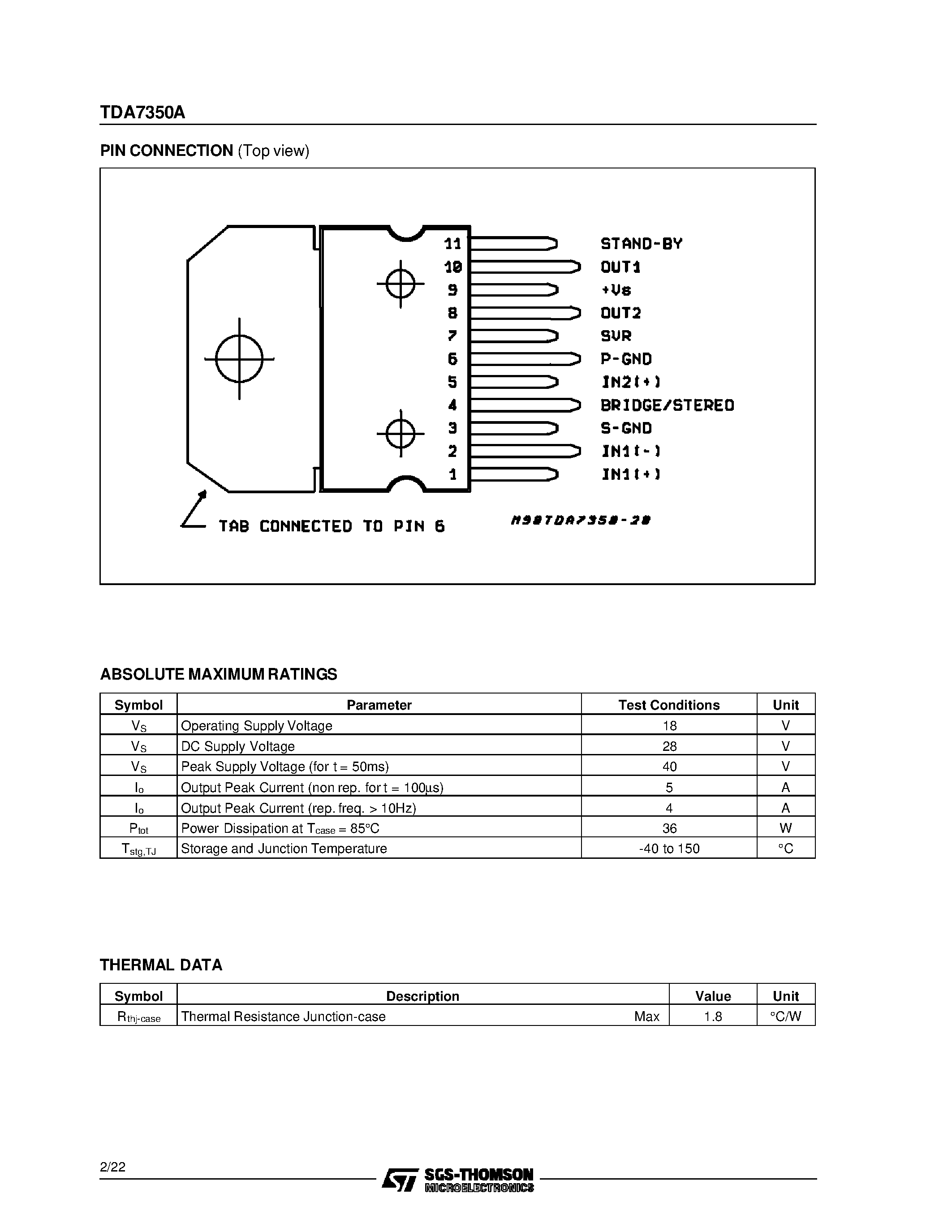 Tda7350a схема усилителя описание