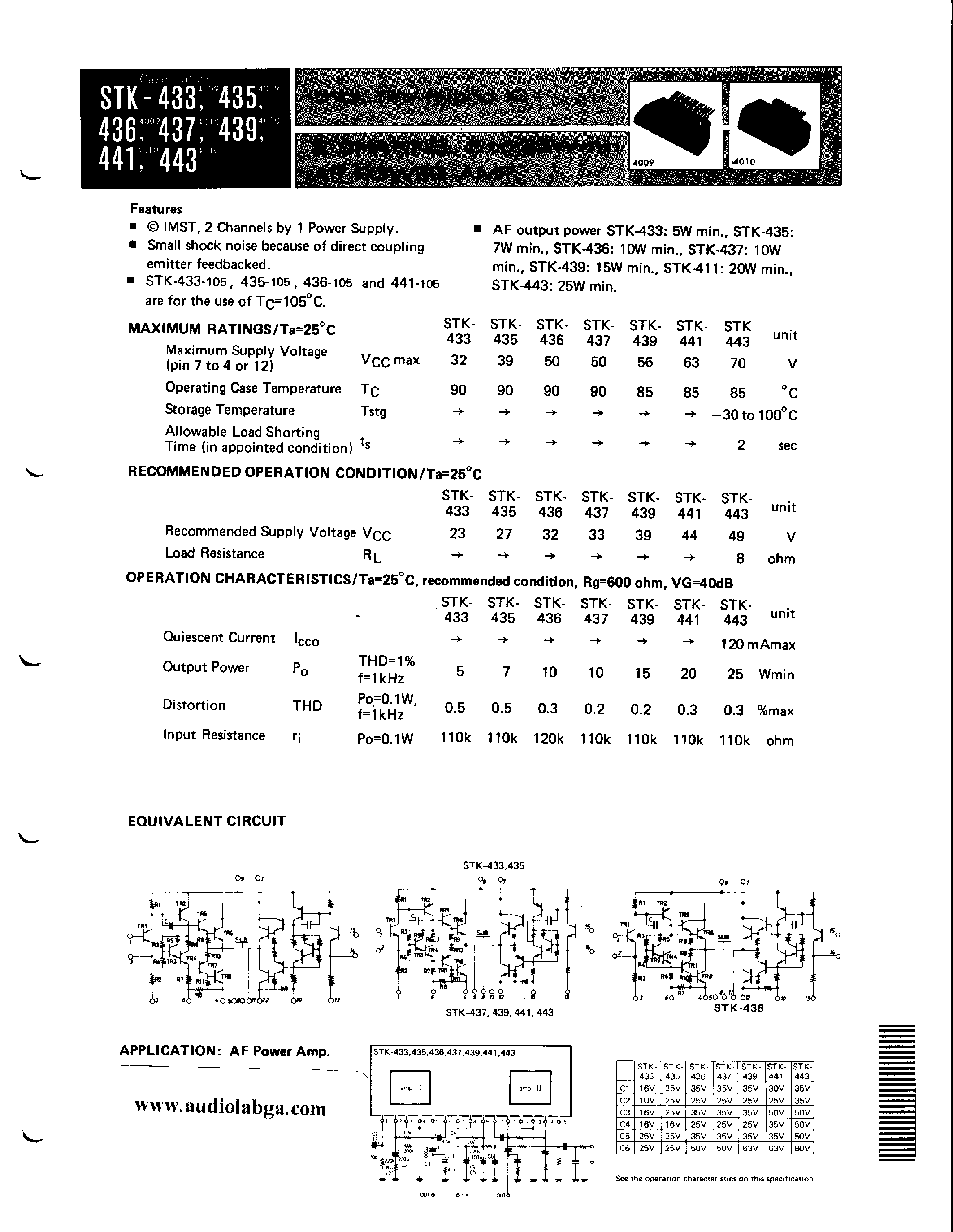 Datasheet STK439 - THICK FILM HYBRID IC page 1