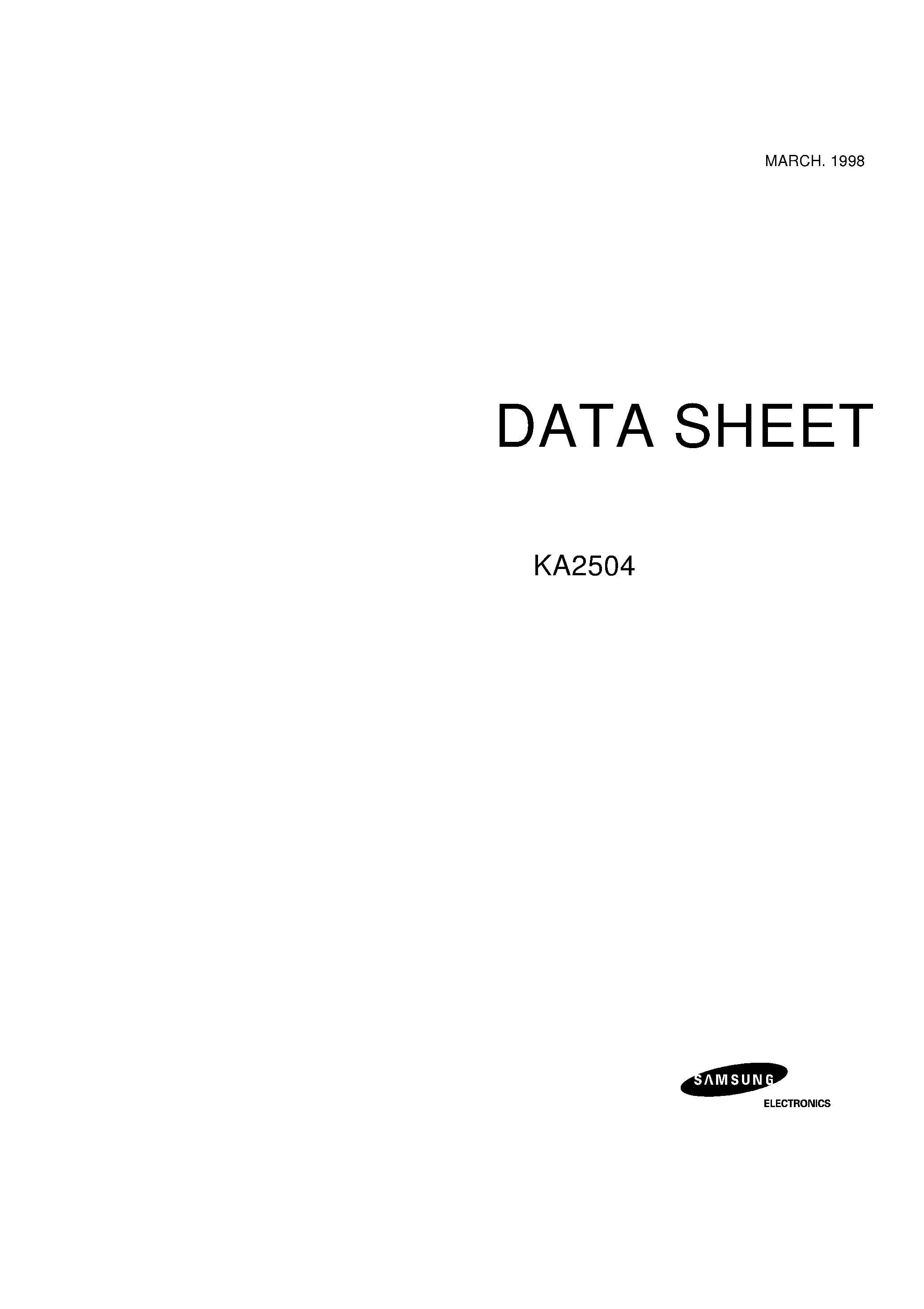 Datasheet KA2504 - I2C BUS CONTROLLED R/G/B VIDEO AMPLIFIER page 1