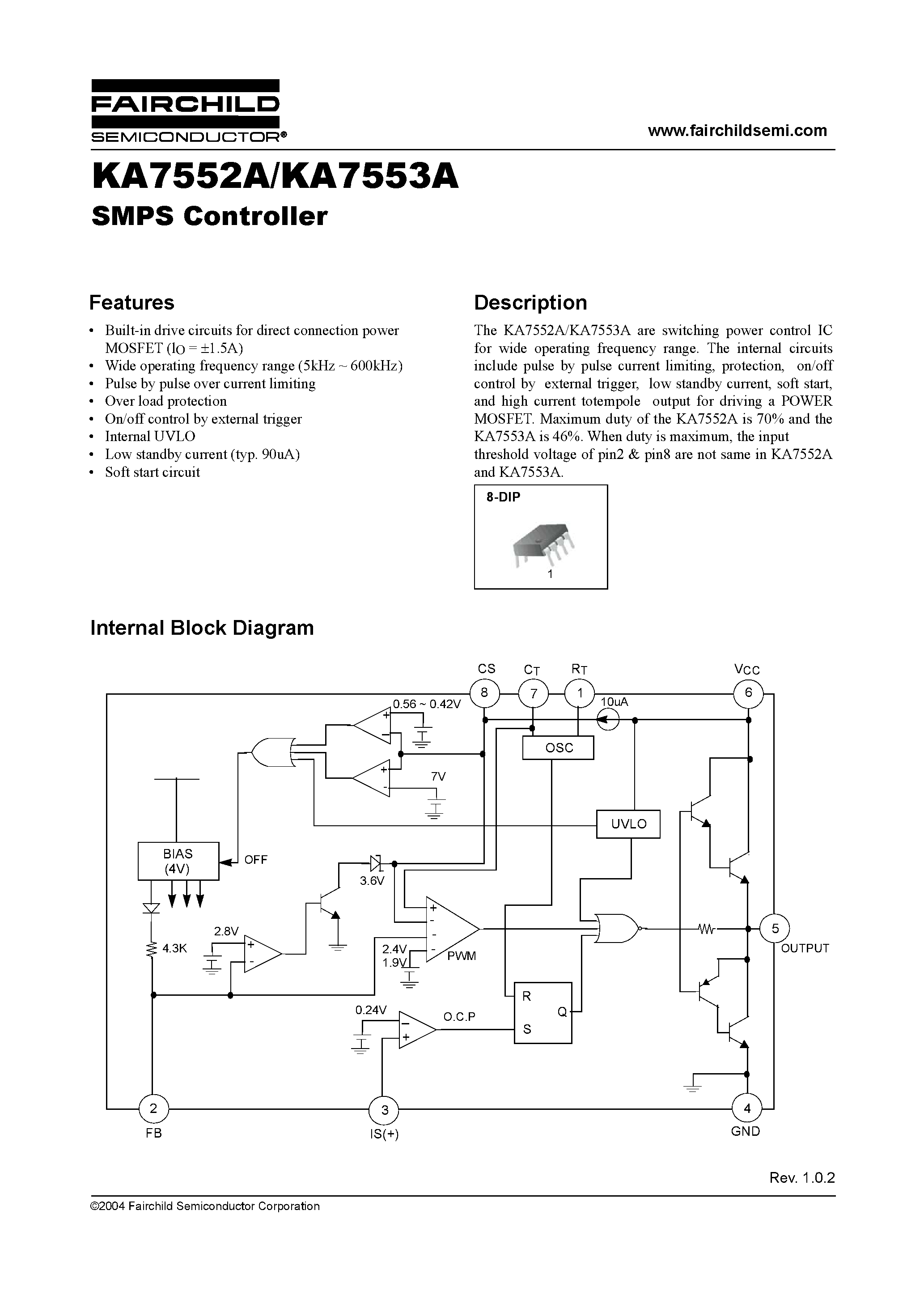 Datasheet KA7553A - SMPS Controller page 1