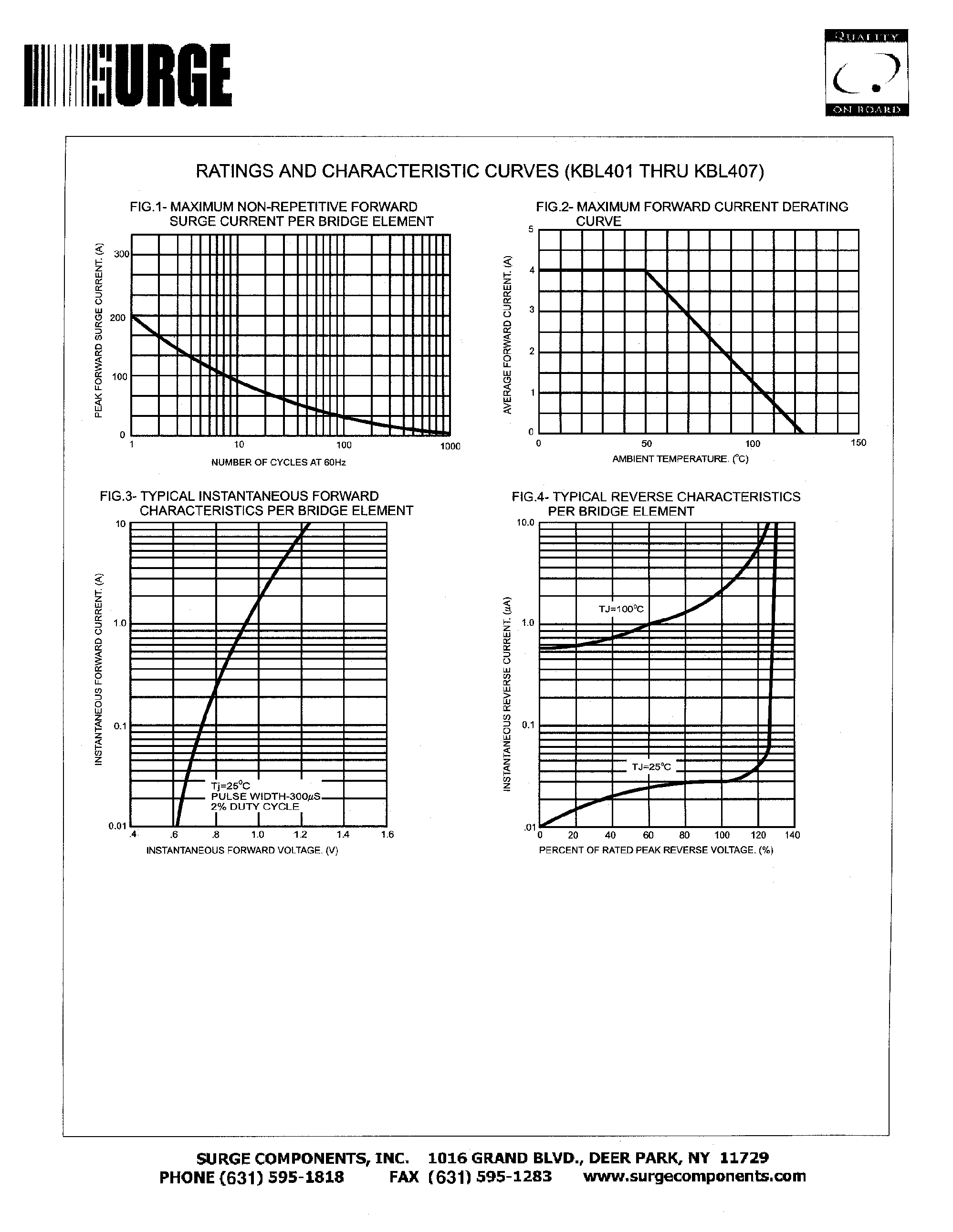 Datasheet KBL401 - Single Phase 4.0 AMPS. Silicon Bridge Rectifiers page 2