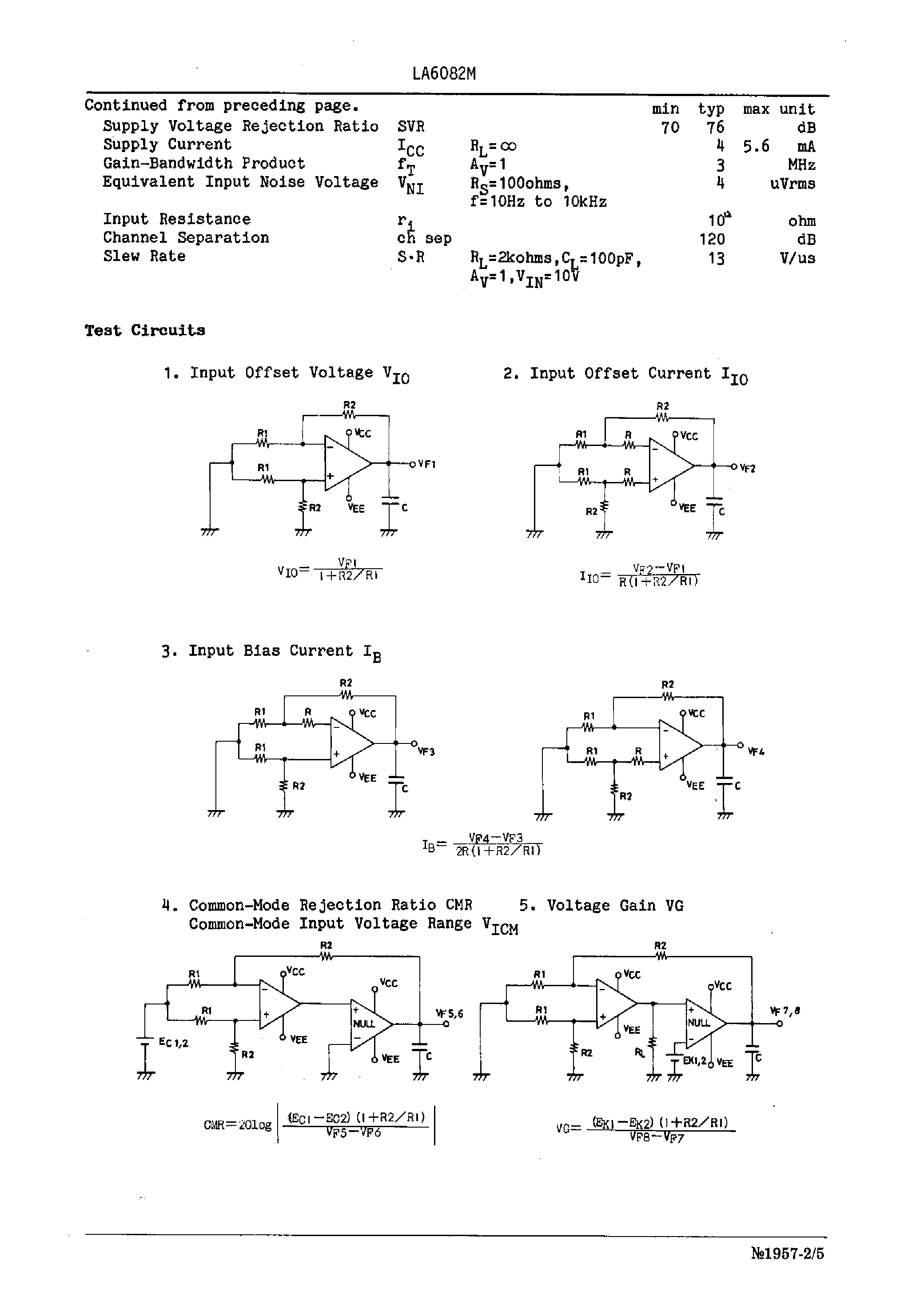 Даташит LA6082M - J-FET Input Dual Operational Amplifier страница 2