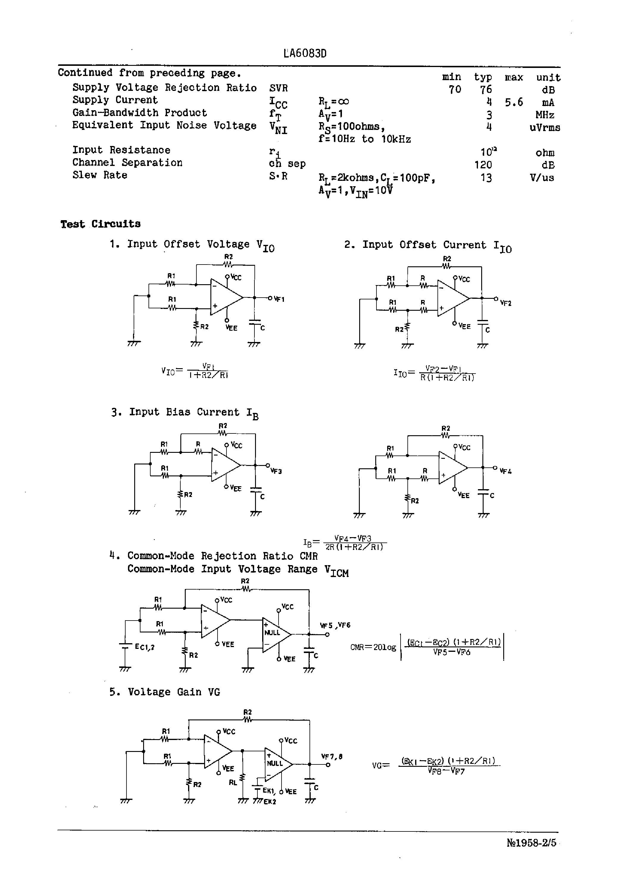 Даташит LA6083D - J-FET Input Dual Operational Amplifier страница 2