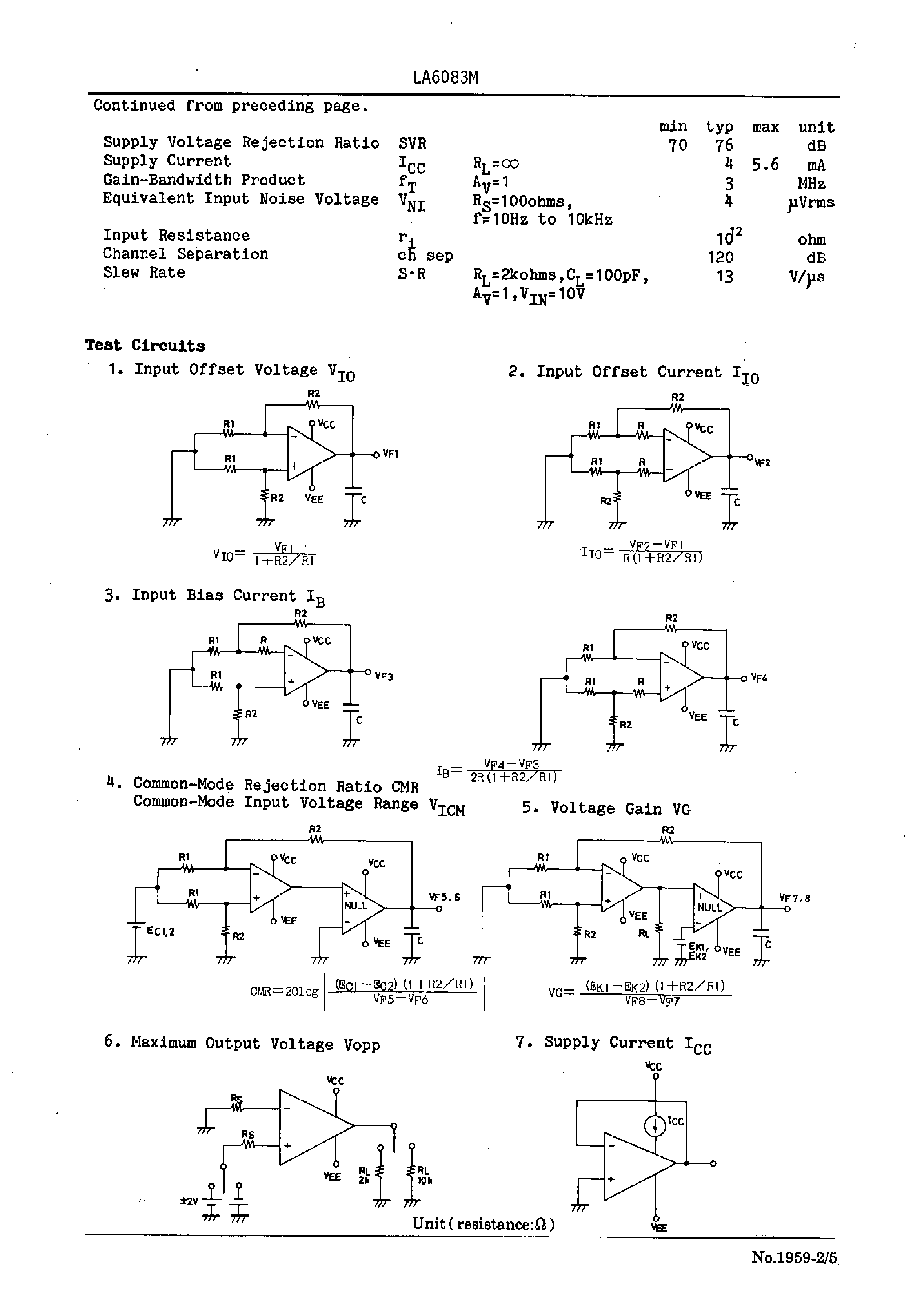 Даташит LA6083M - J-FET Input Dual Operational Amplifier страница 2