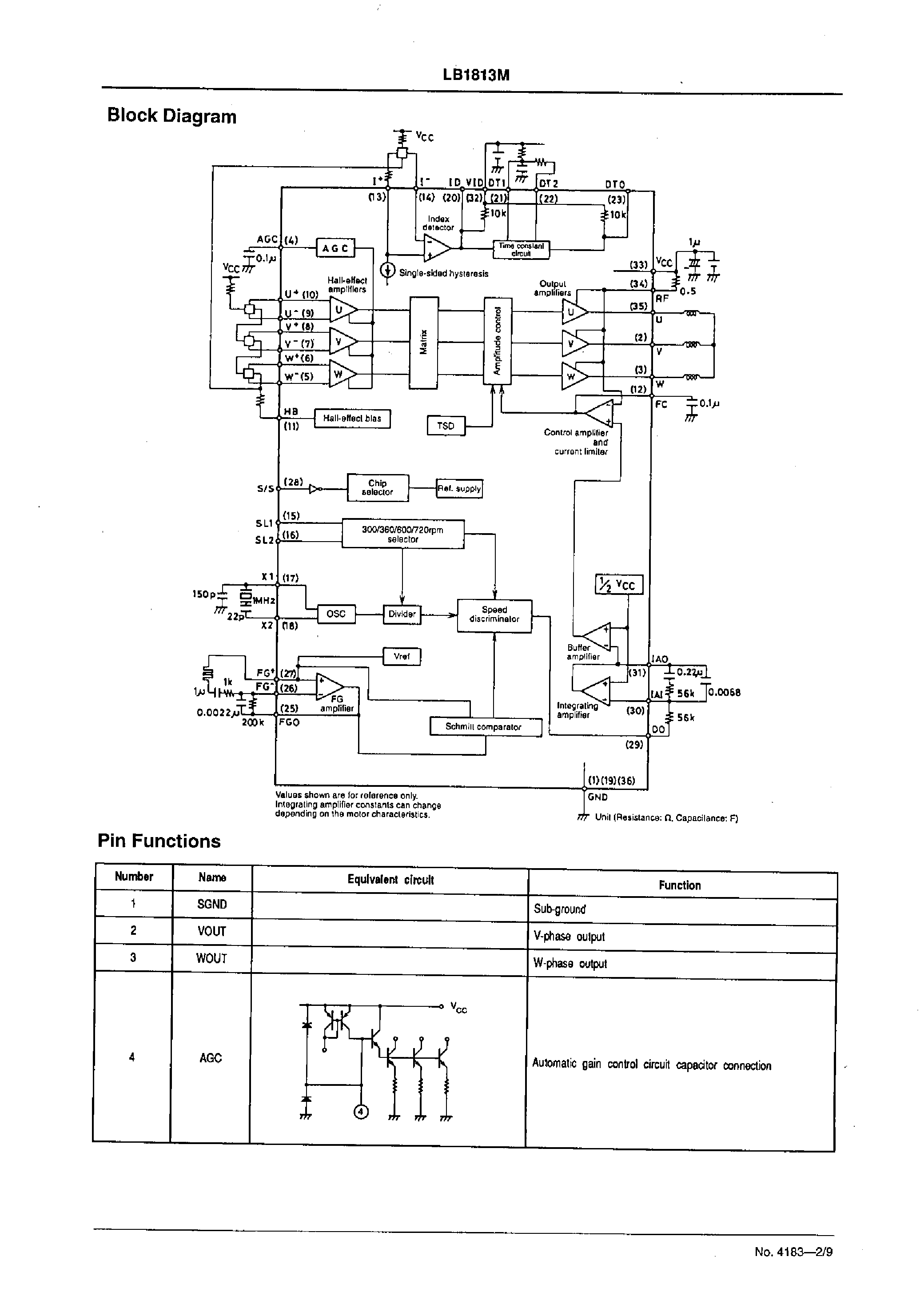 Даташит LB1813M - Spindle Motor Driver for Floppy-disk Drives страница 2