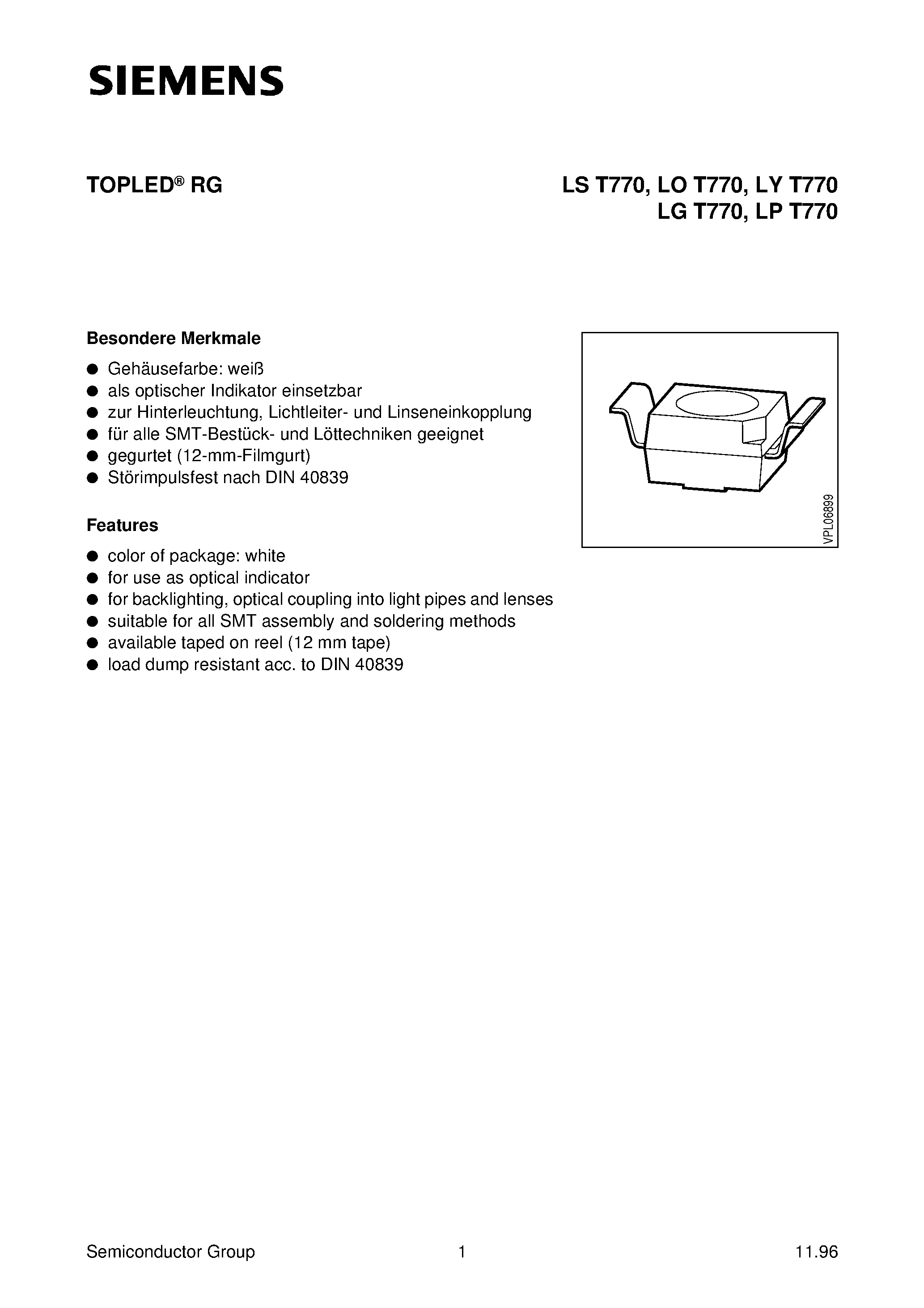 Даташит LPT770-H - TOPLED RG страница 1