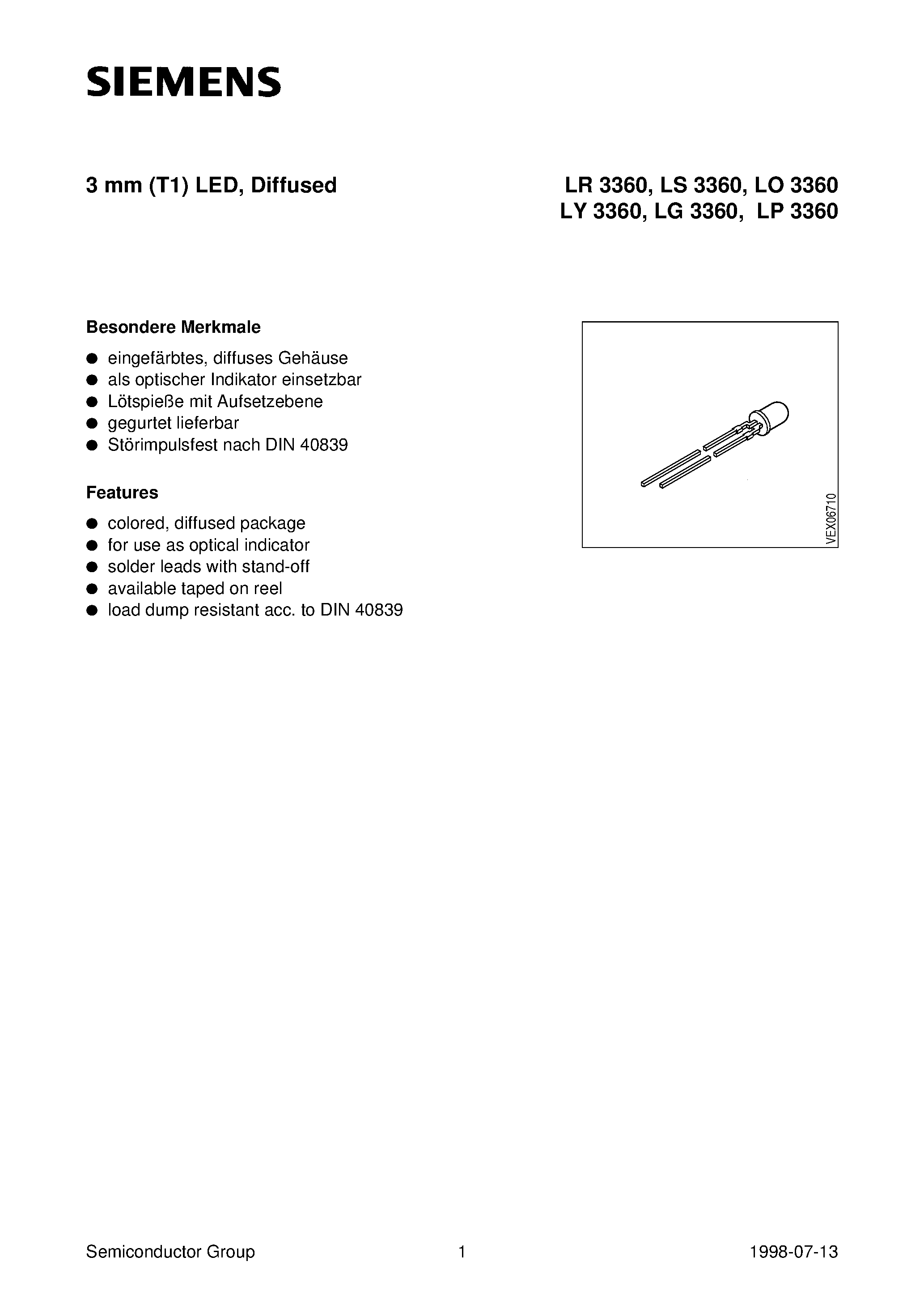 Datasheet LS3360-L - 3 mm (T1) LED / Diffused page 1