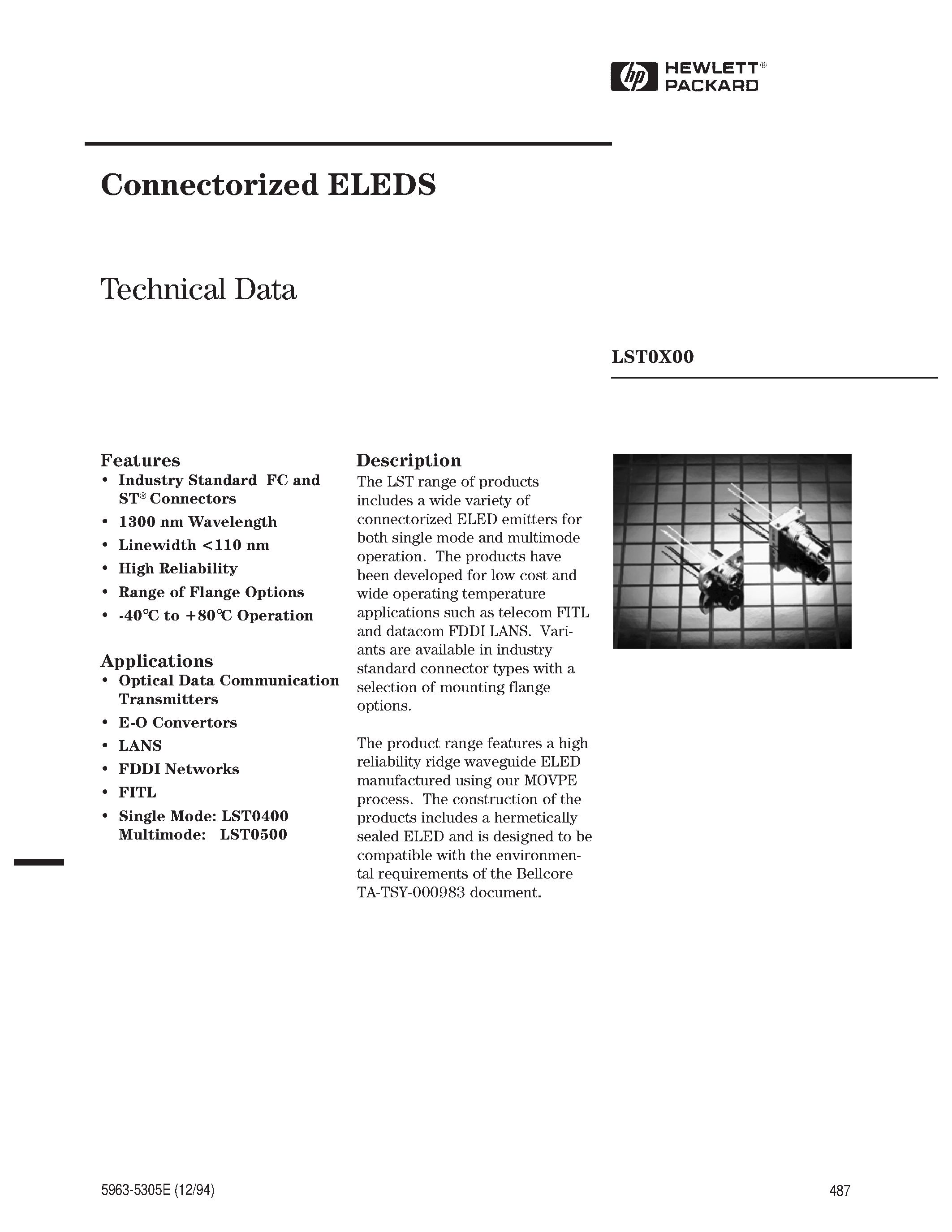 Даташит LST0400-ST-F - Connectorized ELEDS страница 1