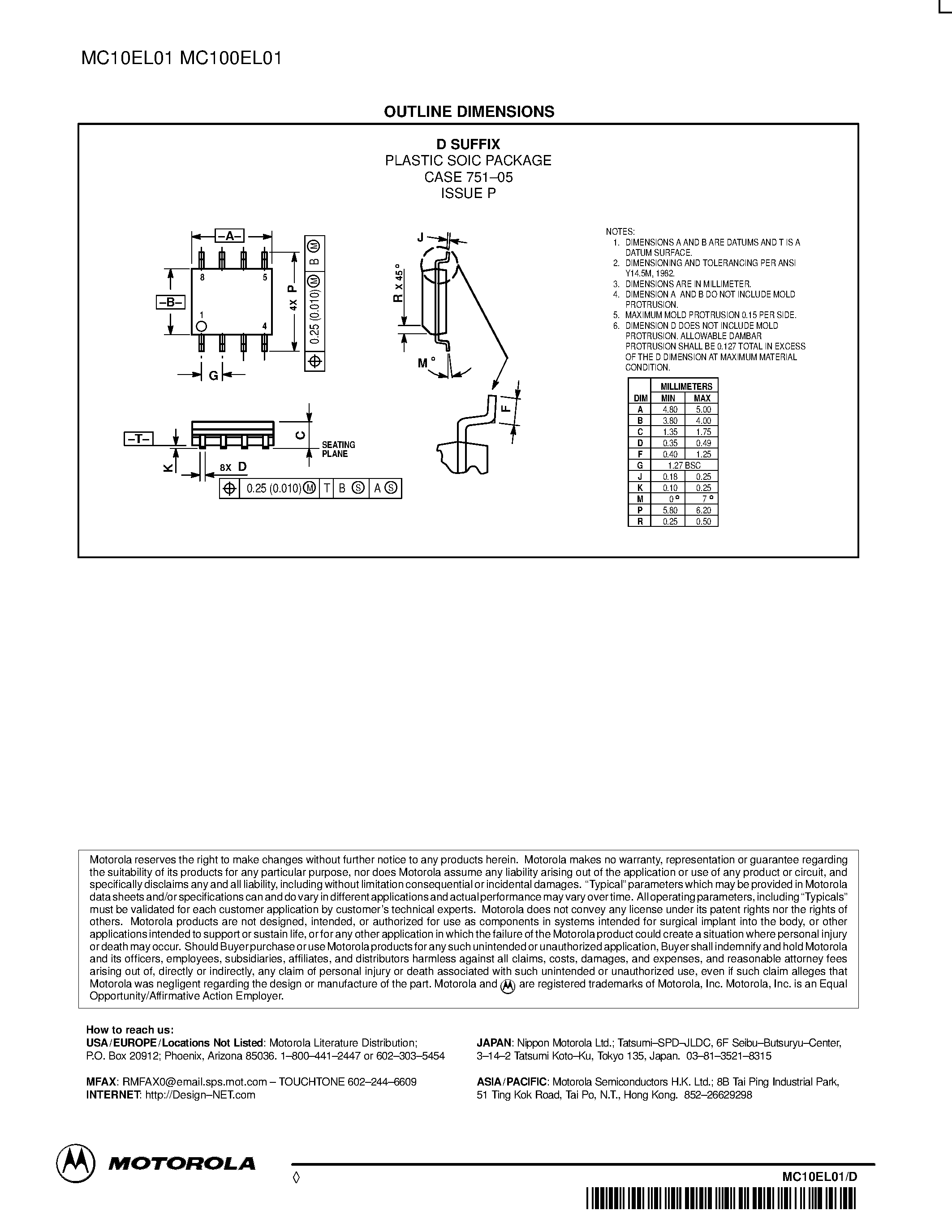 Datasheet MC100EL01D - 4-input OR/NOR page 2