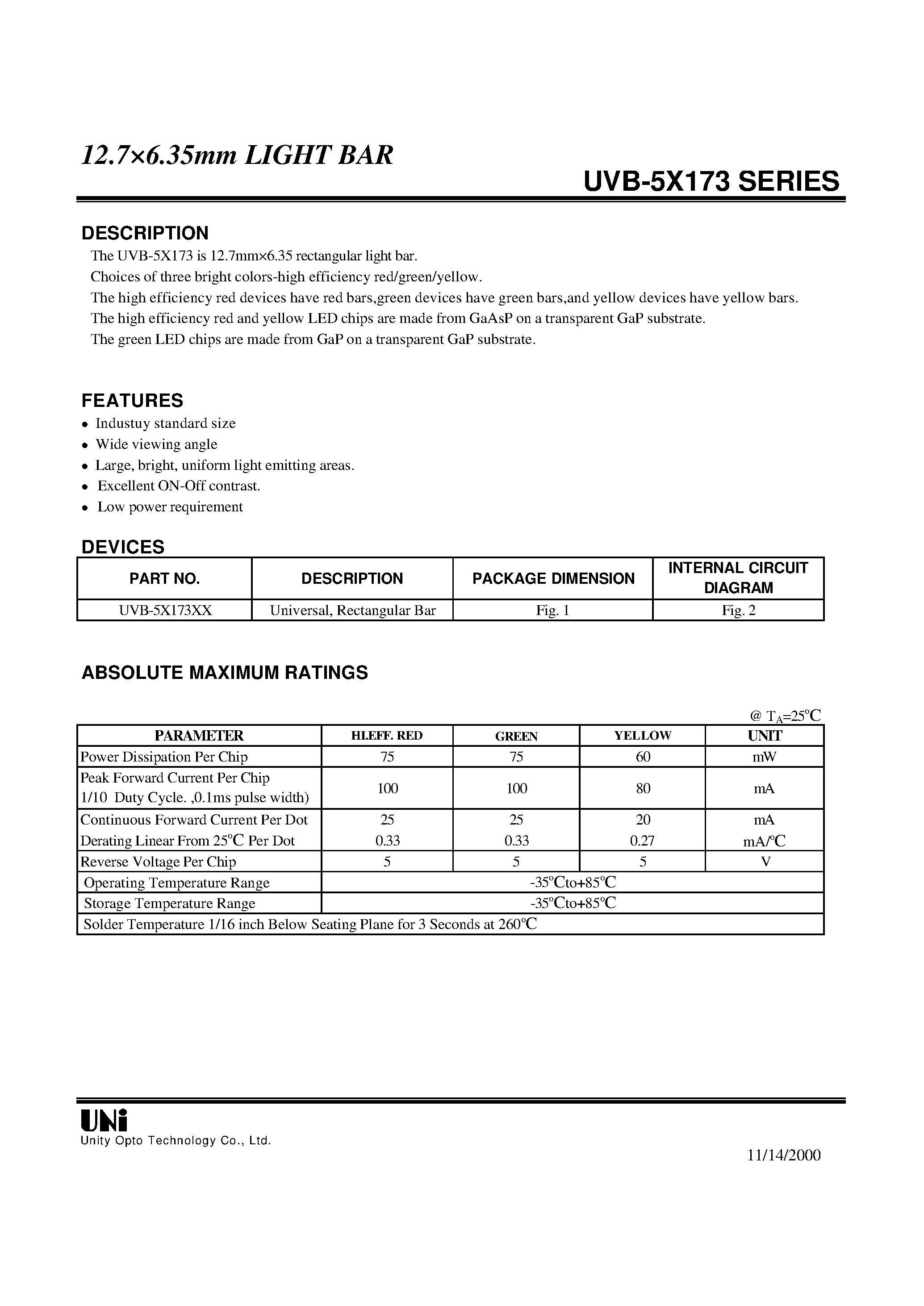 Datasheet MC100EL31D - 12.7 6.35mm LIGHT BAR page 1