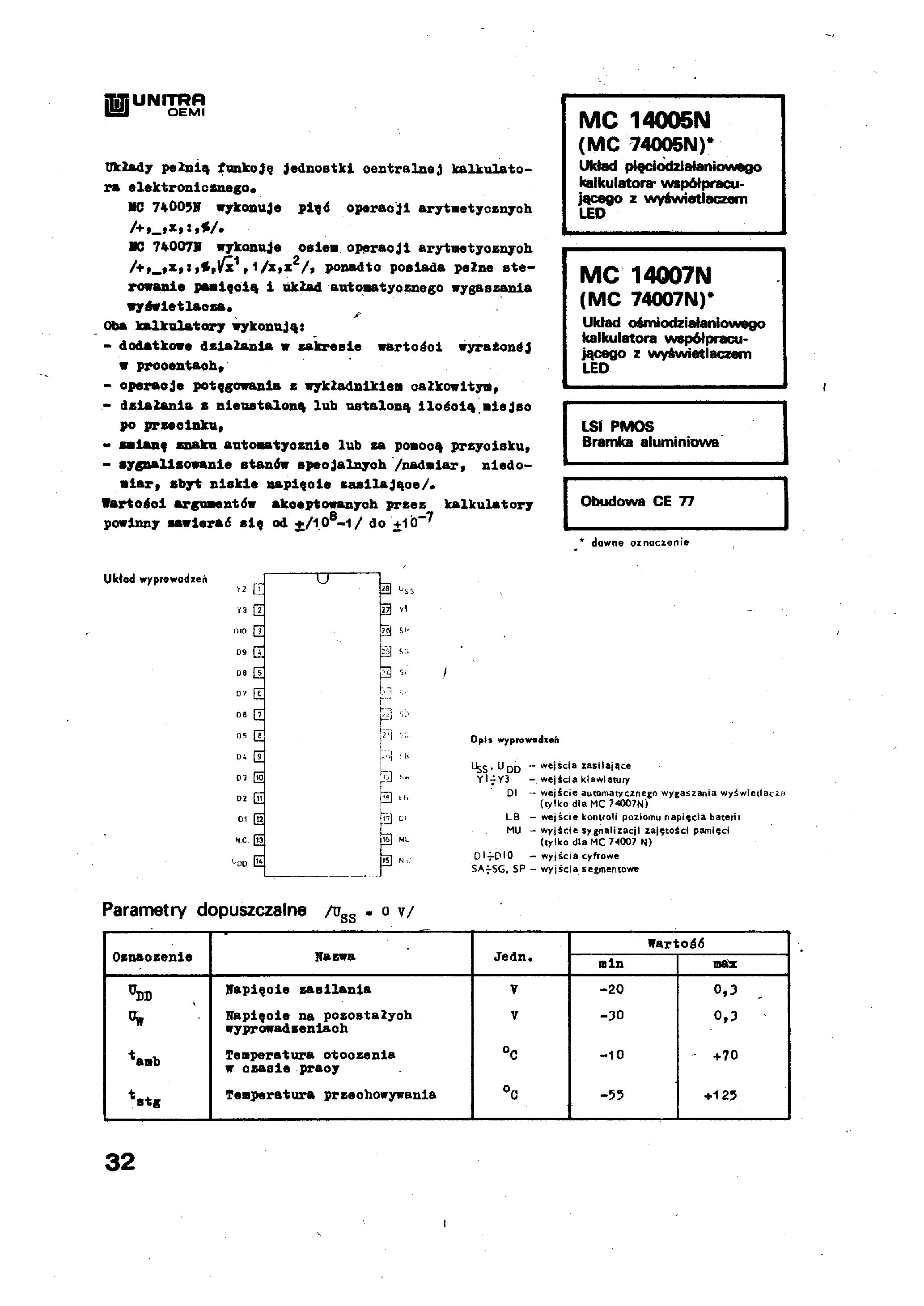 Datasheet MC14007N - MC14005N LED page 1