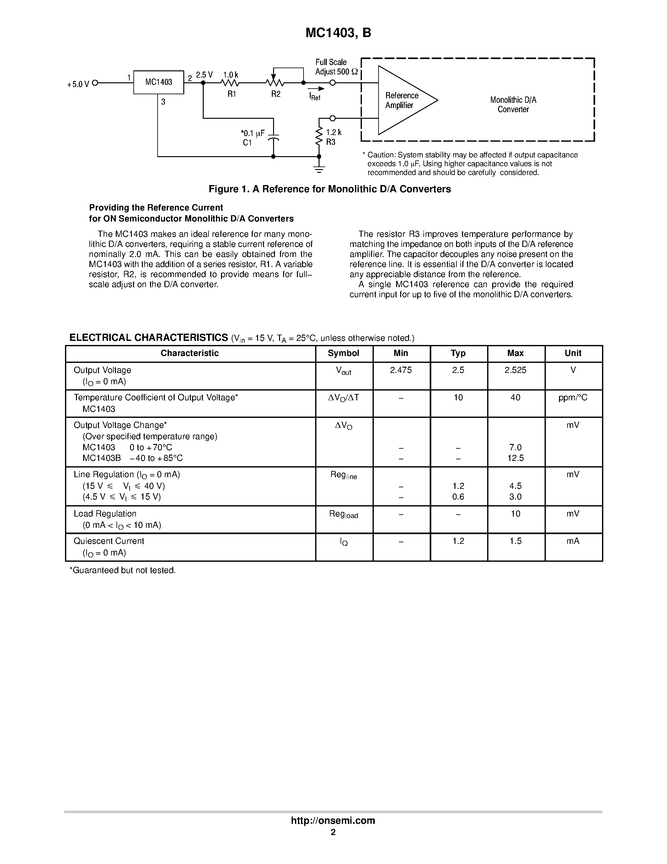 Даташит MC1403BD - PRECISION LOW VOLTAGE REFERENCE страница 2