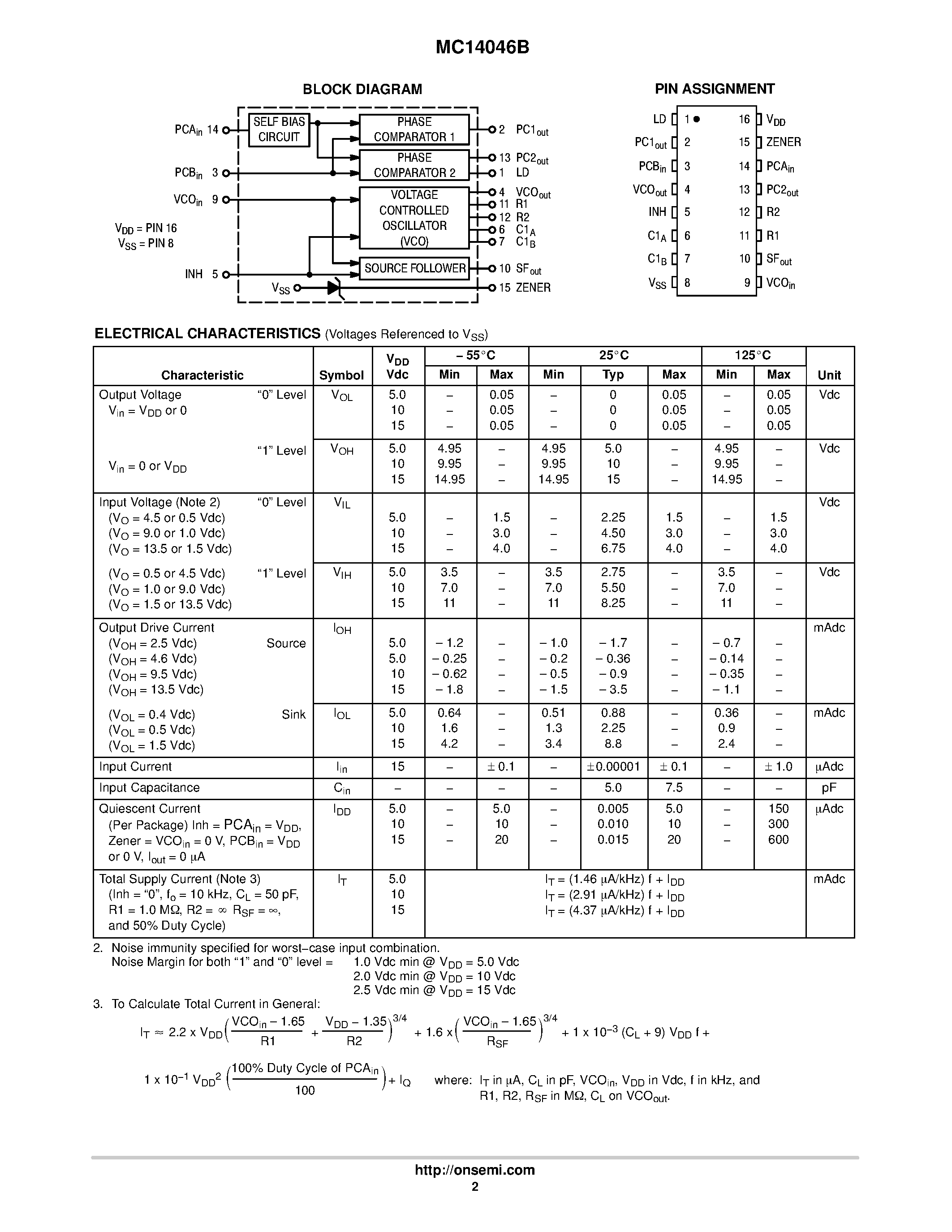 Даташит MC14046B - Phase Locked Loop страница 2