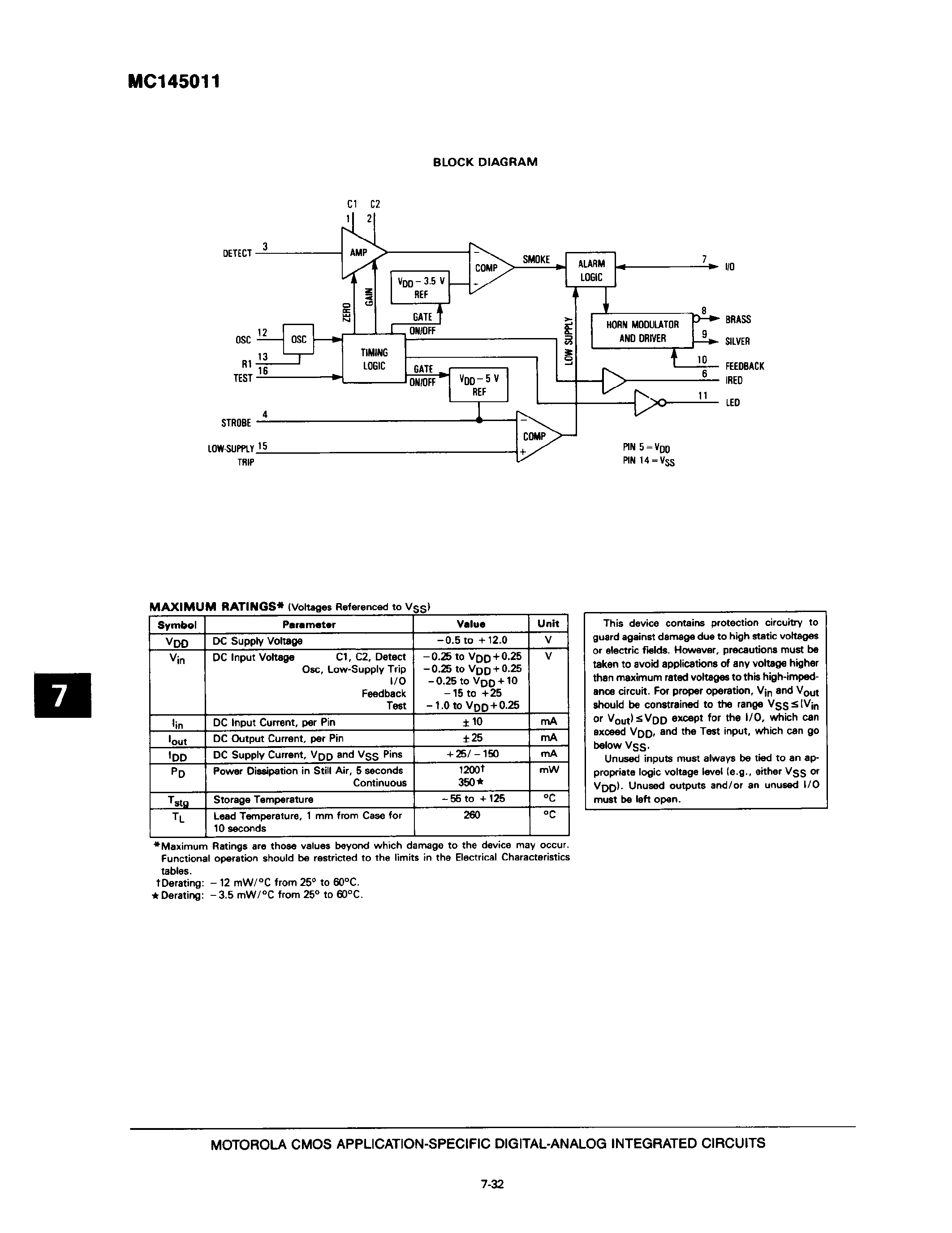 Datasheet MC145011 - Photoelectric Smoke Detector with I/O page 2