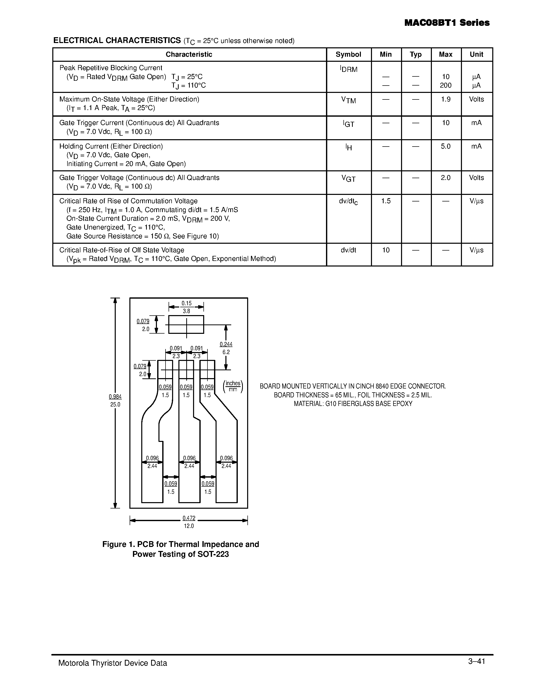 Даташит MAC08BT1 - TRIAC 0.8 AMPERE RMS 200 thru 600 Volts страница 2