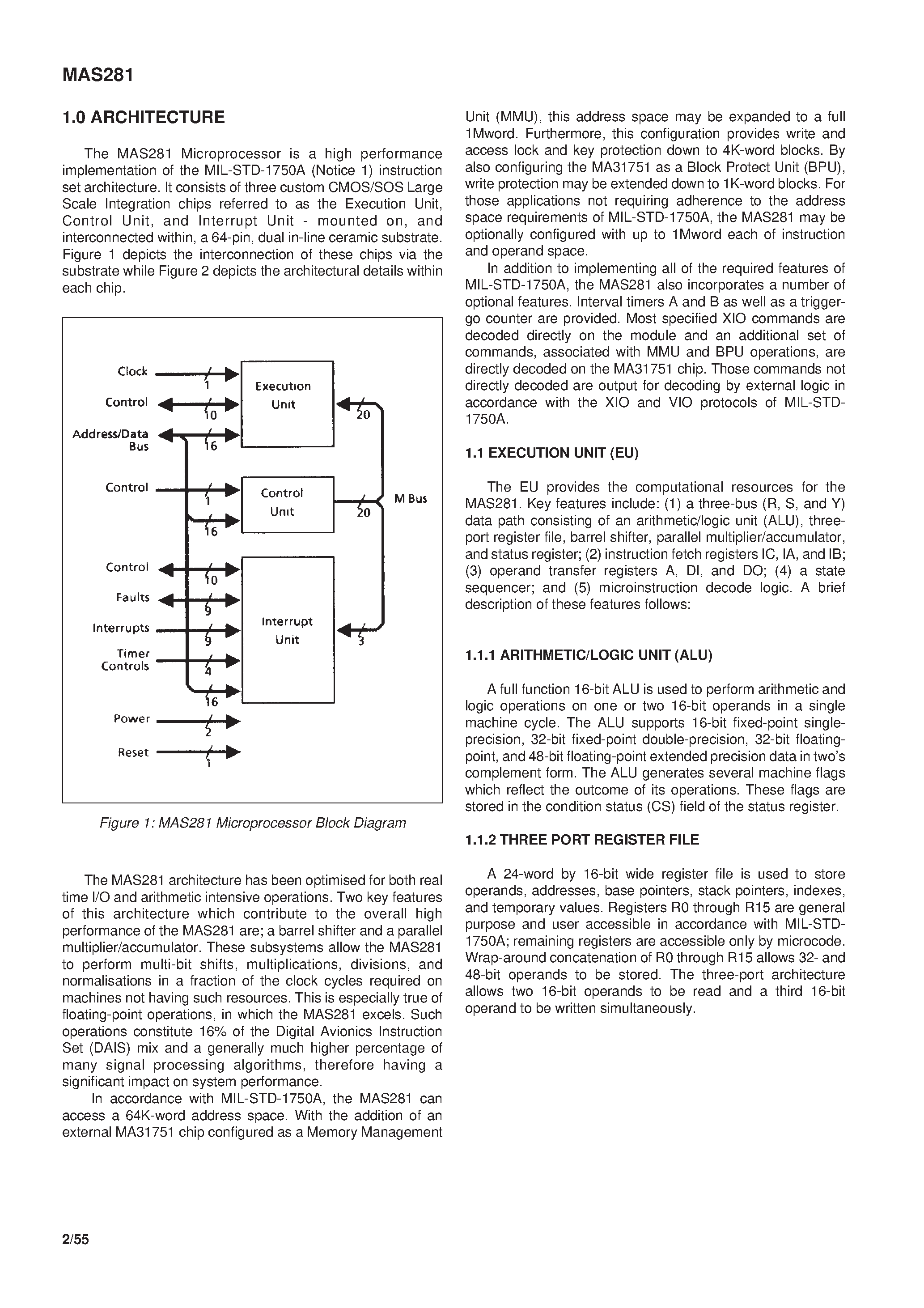 Даташит MAS281 - MIL-STD-1750A Microprocessor страница 2