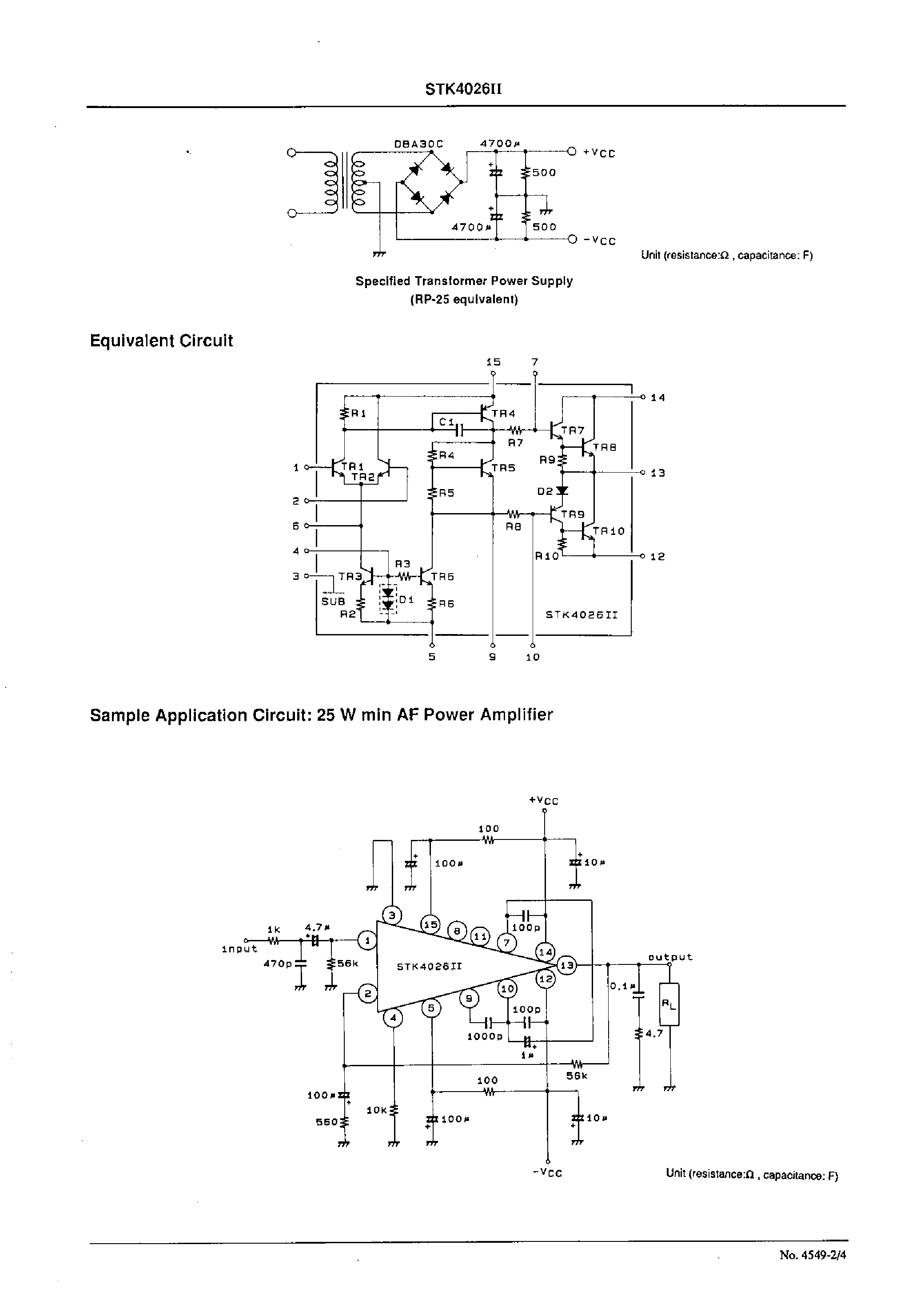 Datasheet STK4026 - AF Power Amplifier (Split Power Supply) (25 W min / THD = 0.4%) page 2