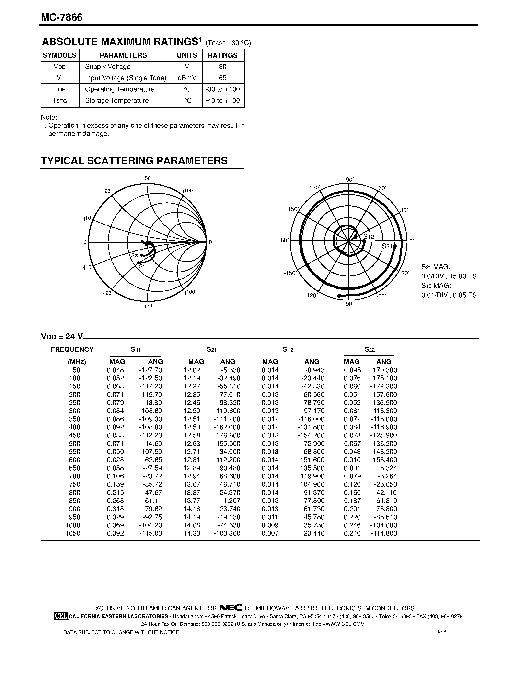 Datasheet MC7866 - CATV 22 dB POWER DOUBLER AMPLIFIER page 2