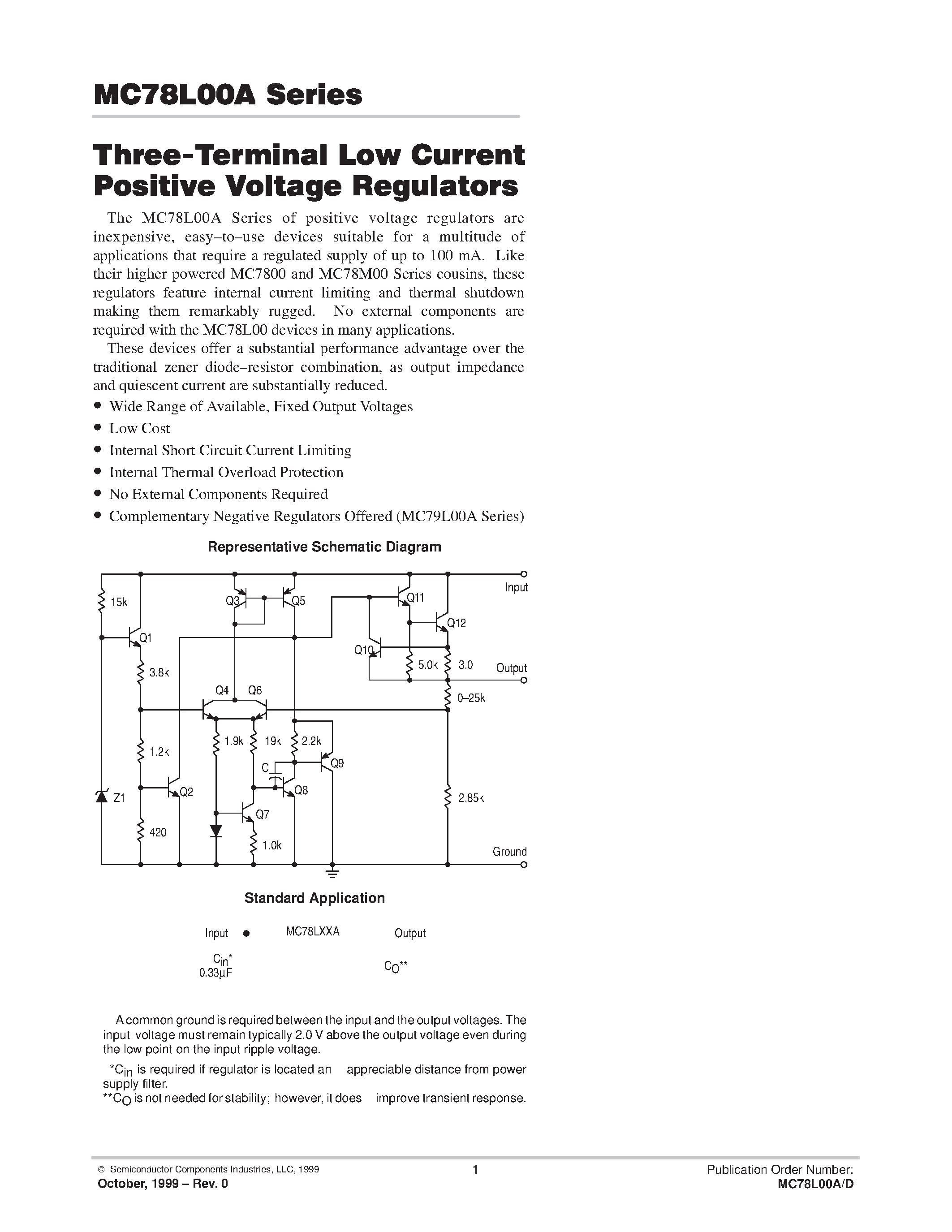 Datasheet MC78L12ABDR2 - Three-Terminal Low Current Positive Voltage Regulators page 1