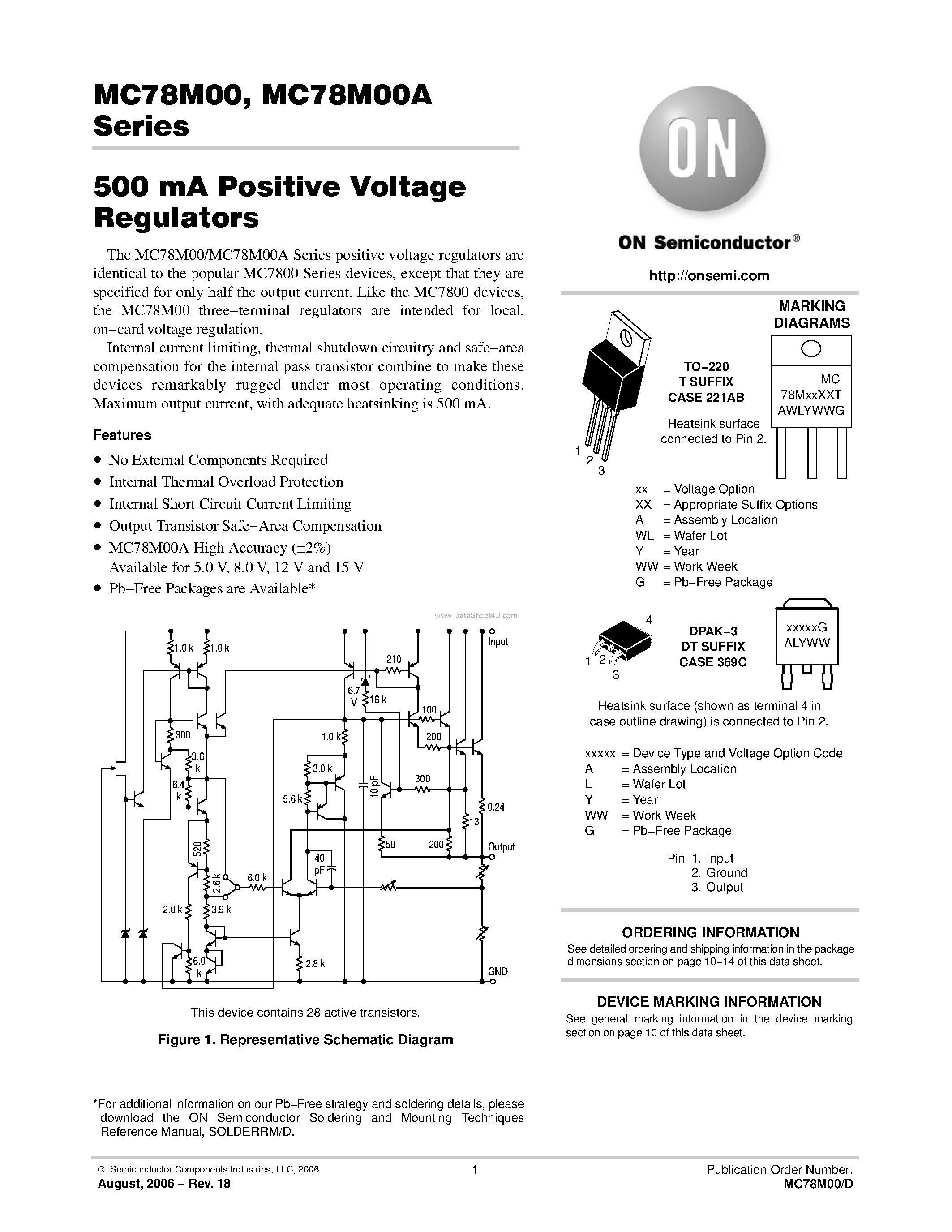 Datasheet MC78M05ACDT - Three-Terminal MEDIUM Current Positive Voltage Regulators page 1