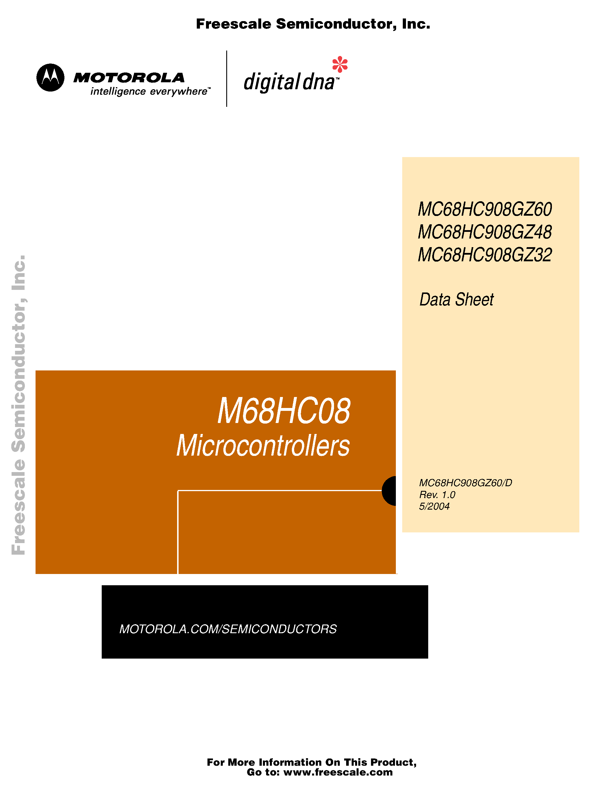 Даташит MC908GZ32CFA - Microcontrollers страница 1