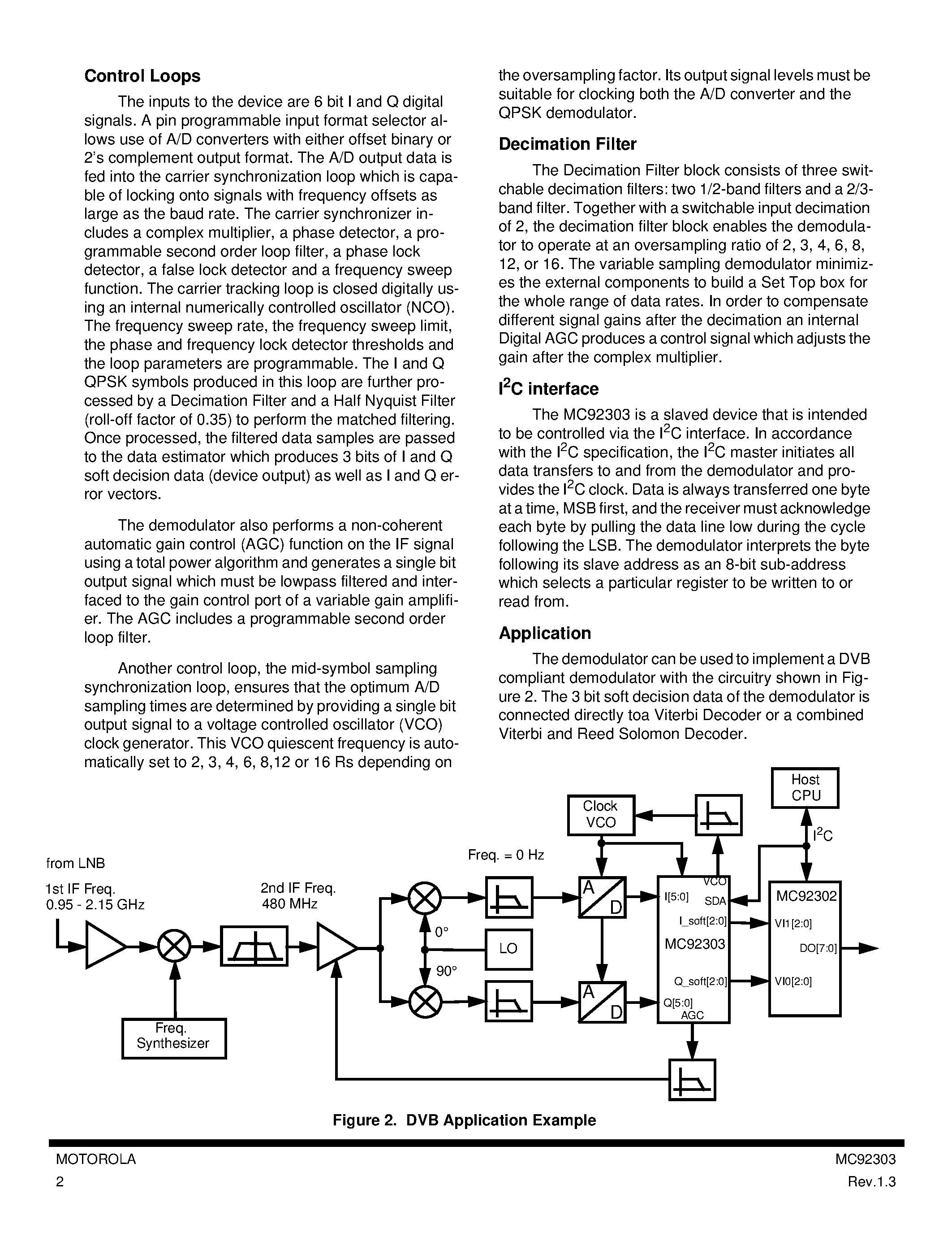 Даташит MC92303 - QPSK/BPSK DIGITAL DEMODULATOR страница 2