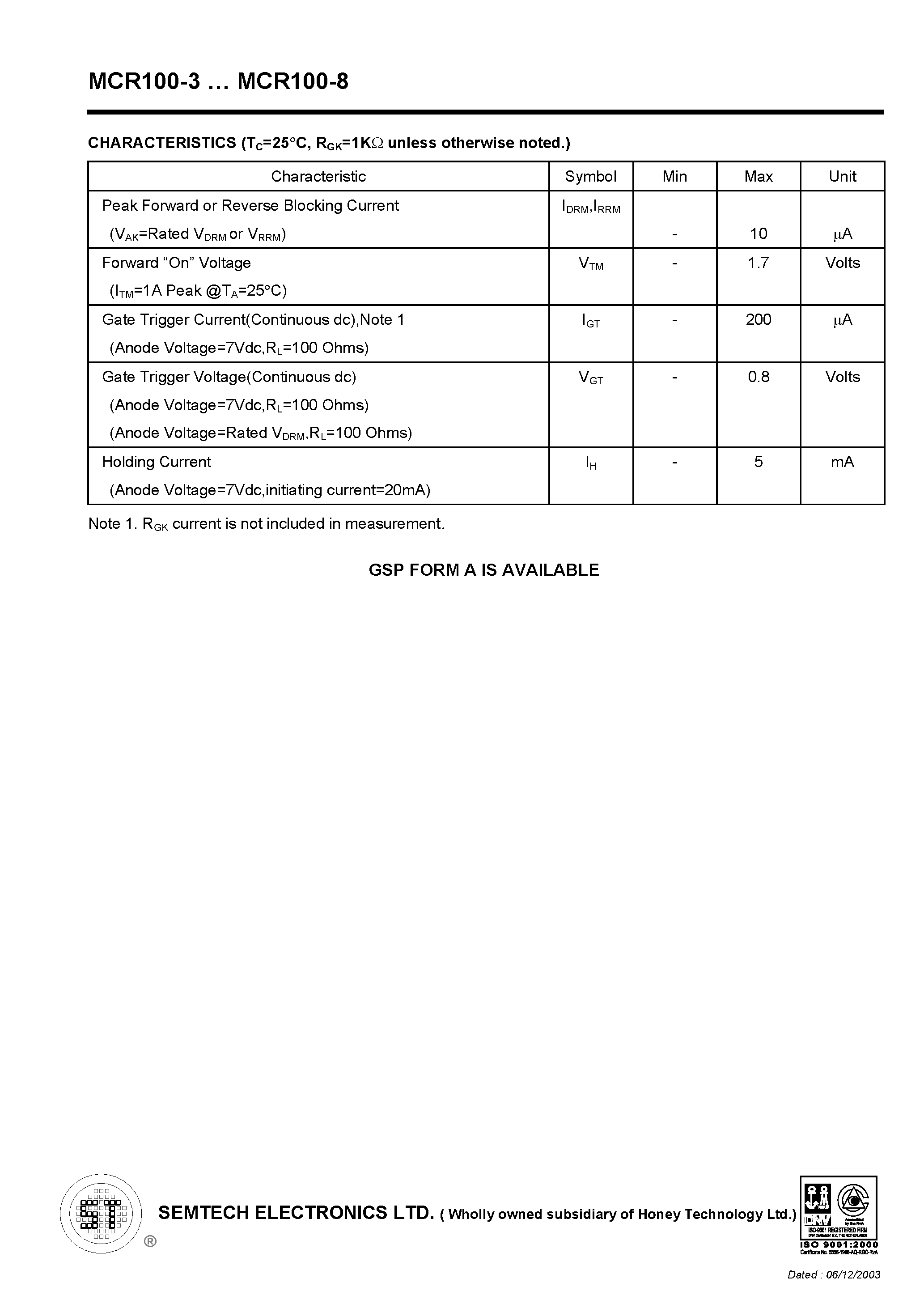 Datasheet MCR100-7 - SCR page 2