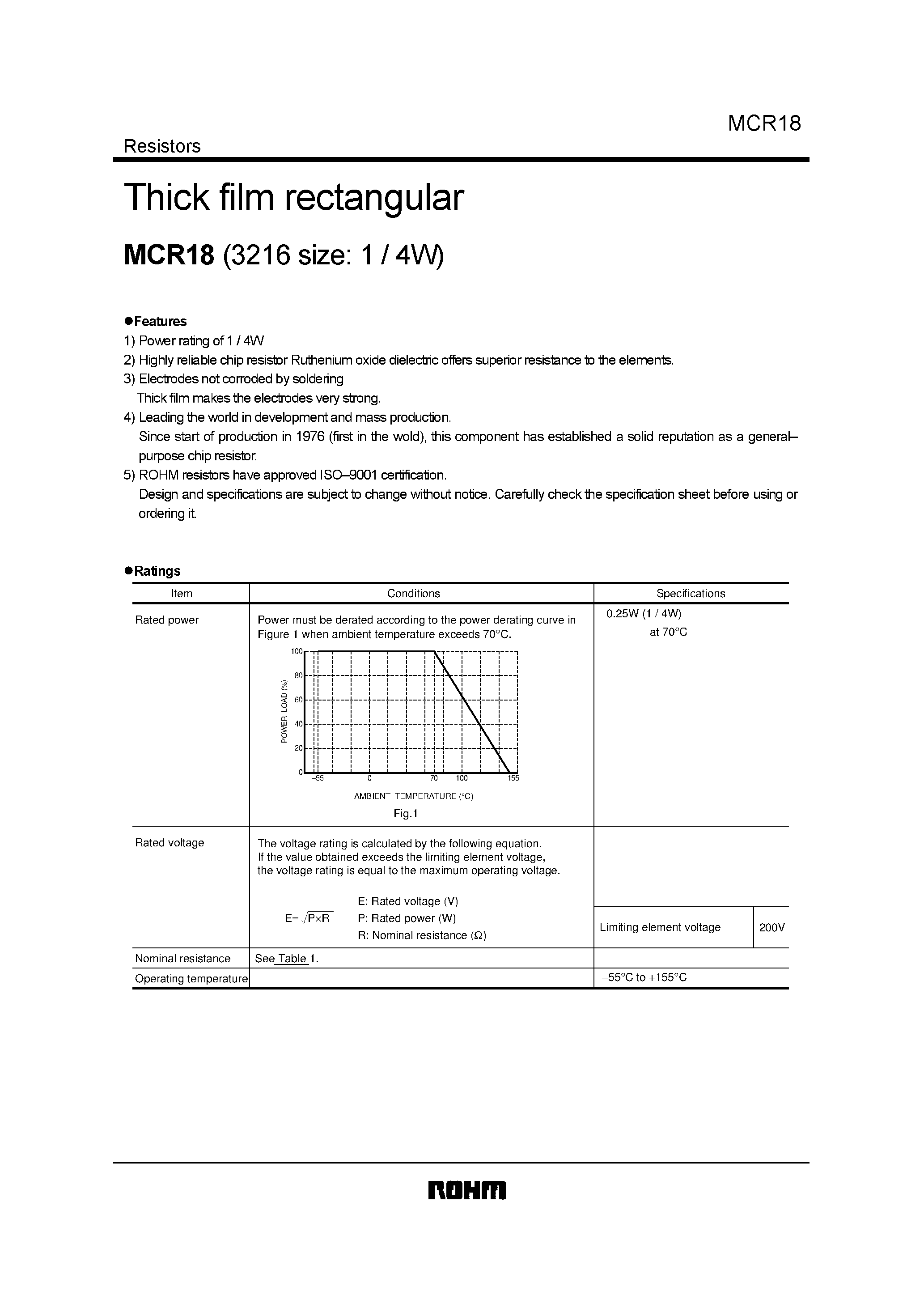 Datasheet MCR18 - Thick film rectangular page 1