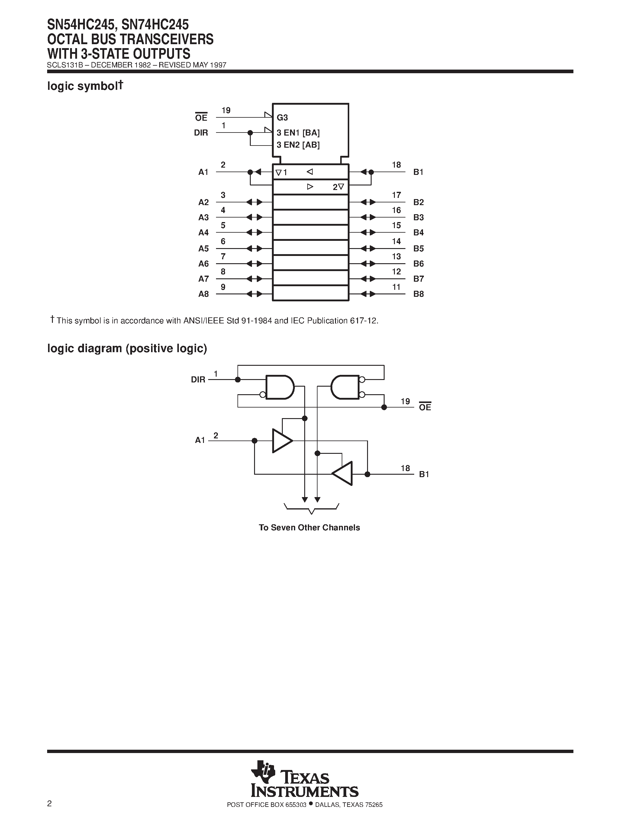 Даташит SN74HC245 - OCTAL BUS TRANSCEIVERS WITH 3-STATE OUTPUTS страница 2