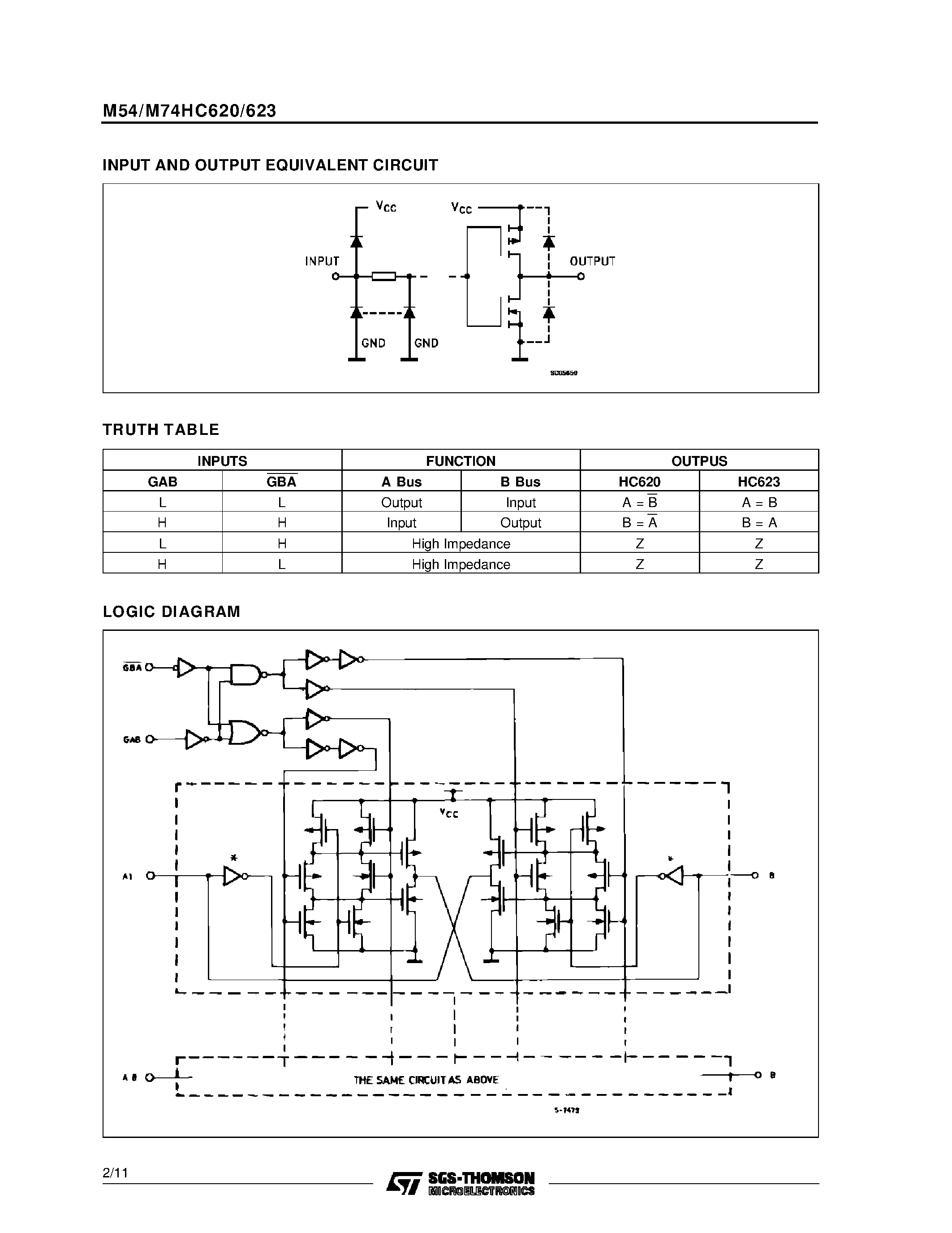 Даташит M74HC620 - OCTAL BUS TRANSCEIVER HC620 3 STATE INVERTING HC623 3 STATE NON INVERTING страница 2