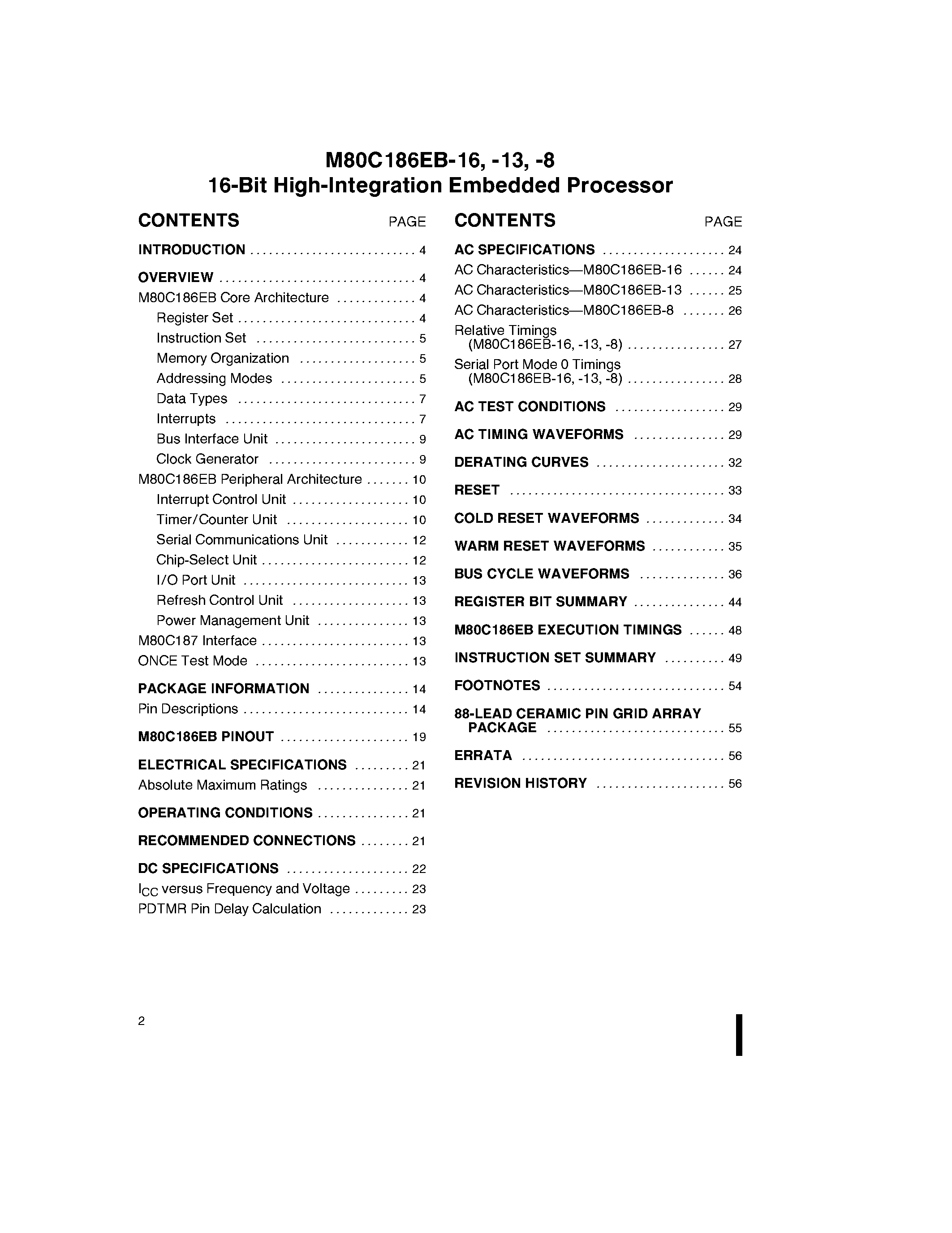 Datasheet M80C186EB-8 - 16-BIT HIGH-INTEGRATION EMBEDDED PROCESSOR page 2