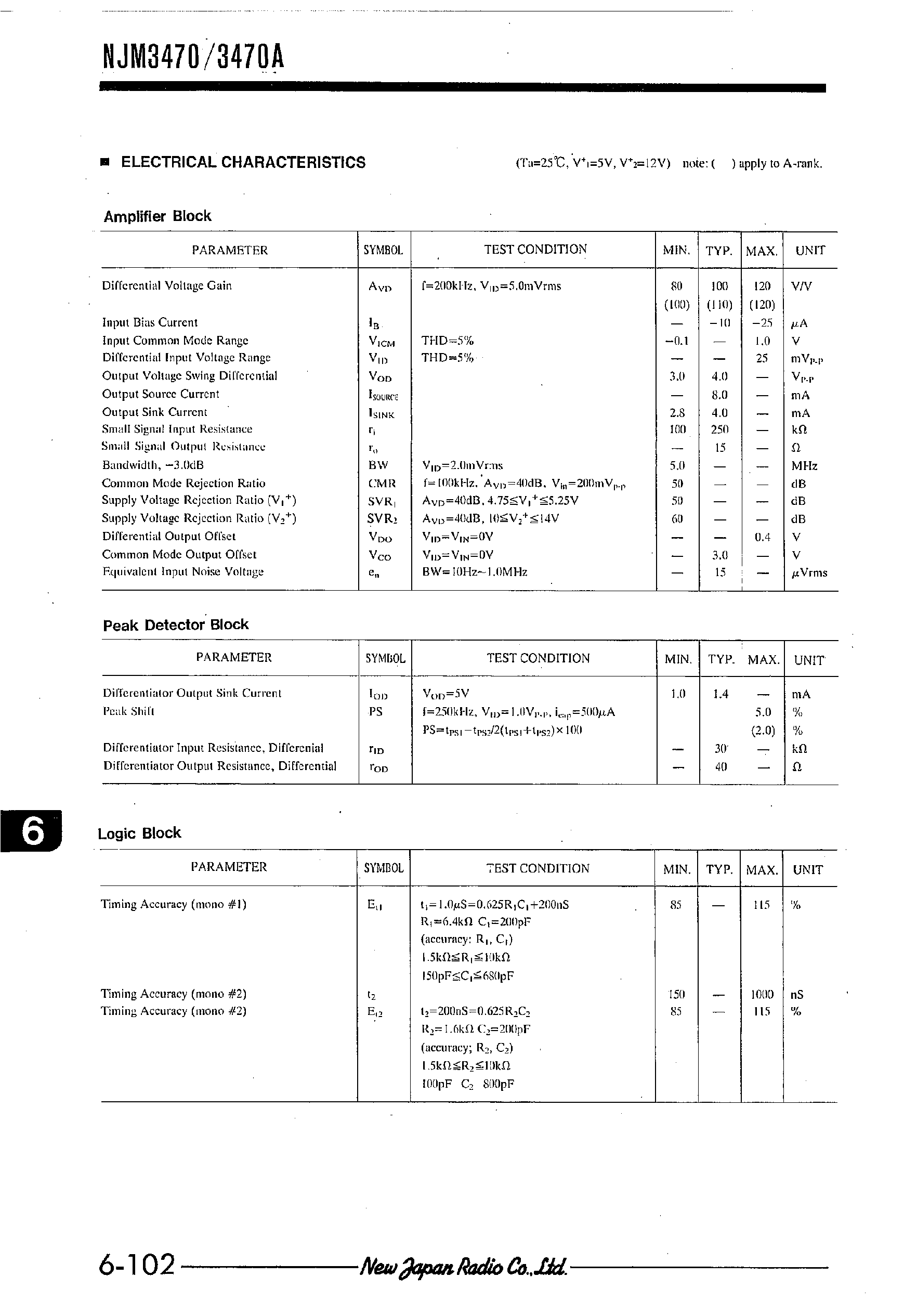 Datasheet NJM3470 - FDD READ AMPLIFIER SYSTEM page 2