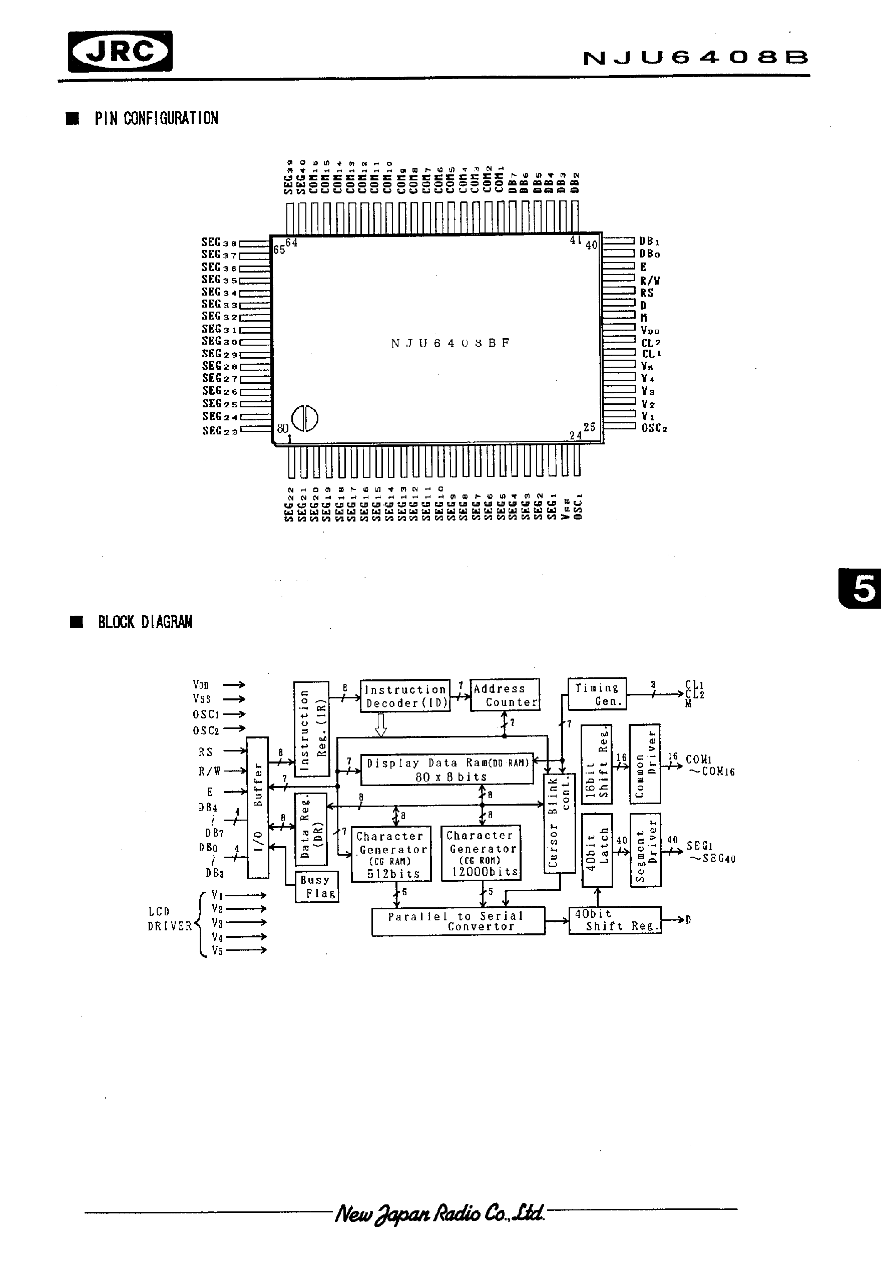 Даташит NJU6408B - 8-CHARACTER 2-LINE DOT MATRIX LCD CONTROLLER DRIVER WITH EXTENSION FUNCTION страница 2