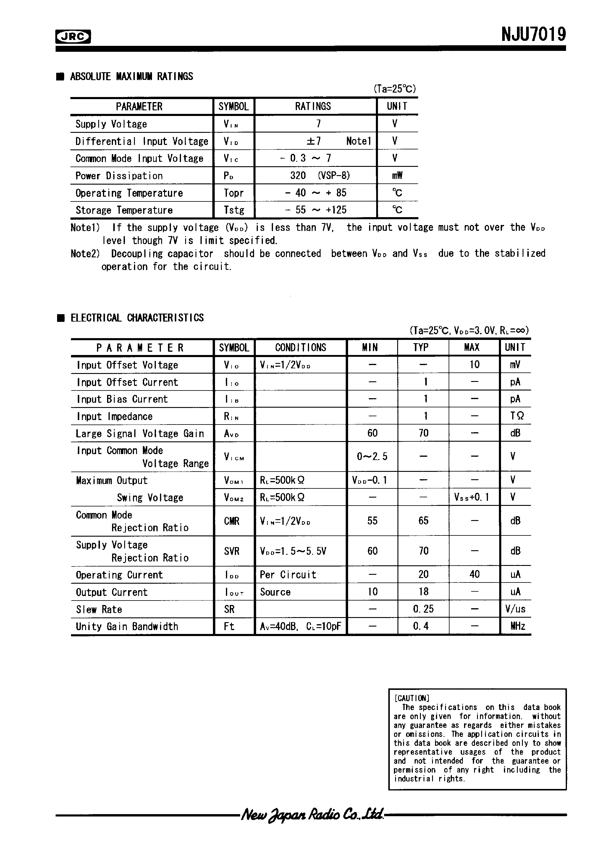 Datasheet NJU701XD - LOW-POWER DUAL C-MOS OPERATIONAL AMPLIFIER page 2