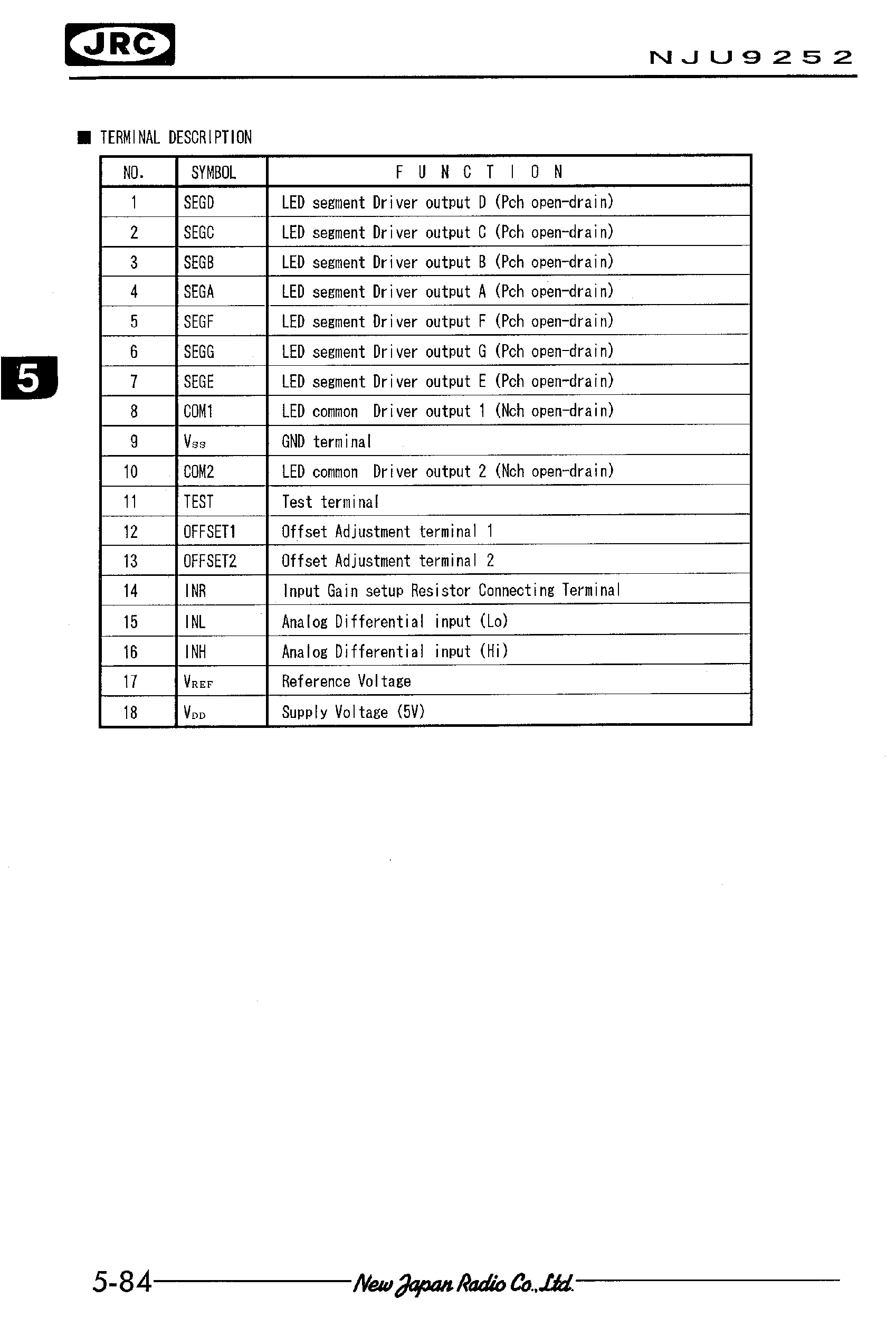 Даташит NJU9252 - 2-DIGIT SINGLE CHIP A/D CONVERTER страница 2